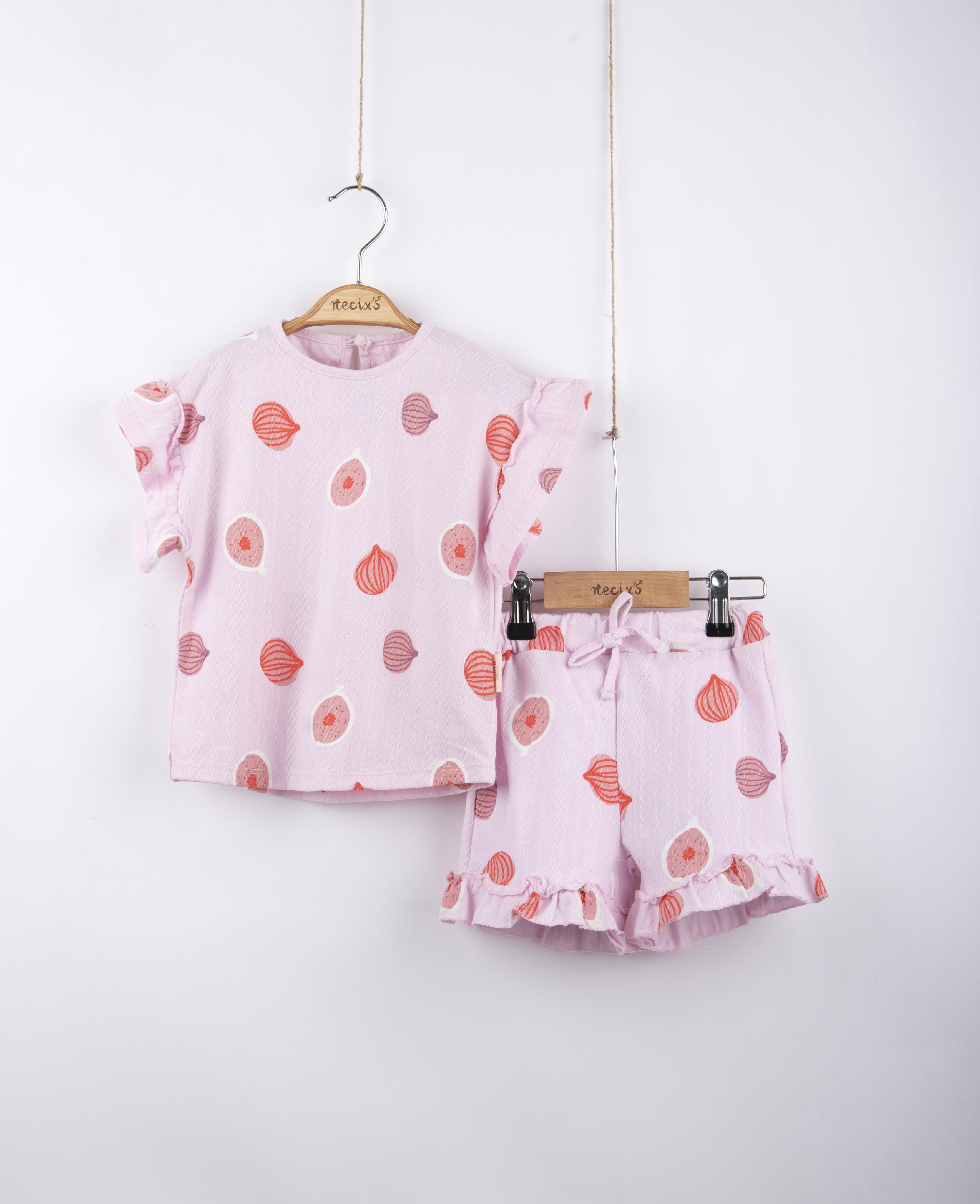 İncir Baskılı Kız Bebek İkili Takım