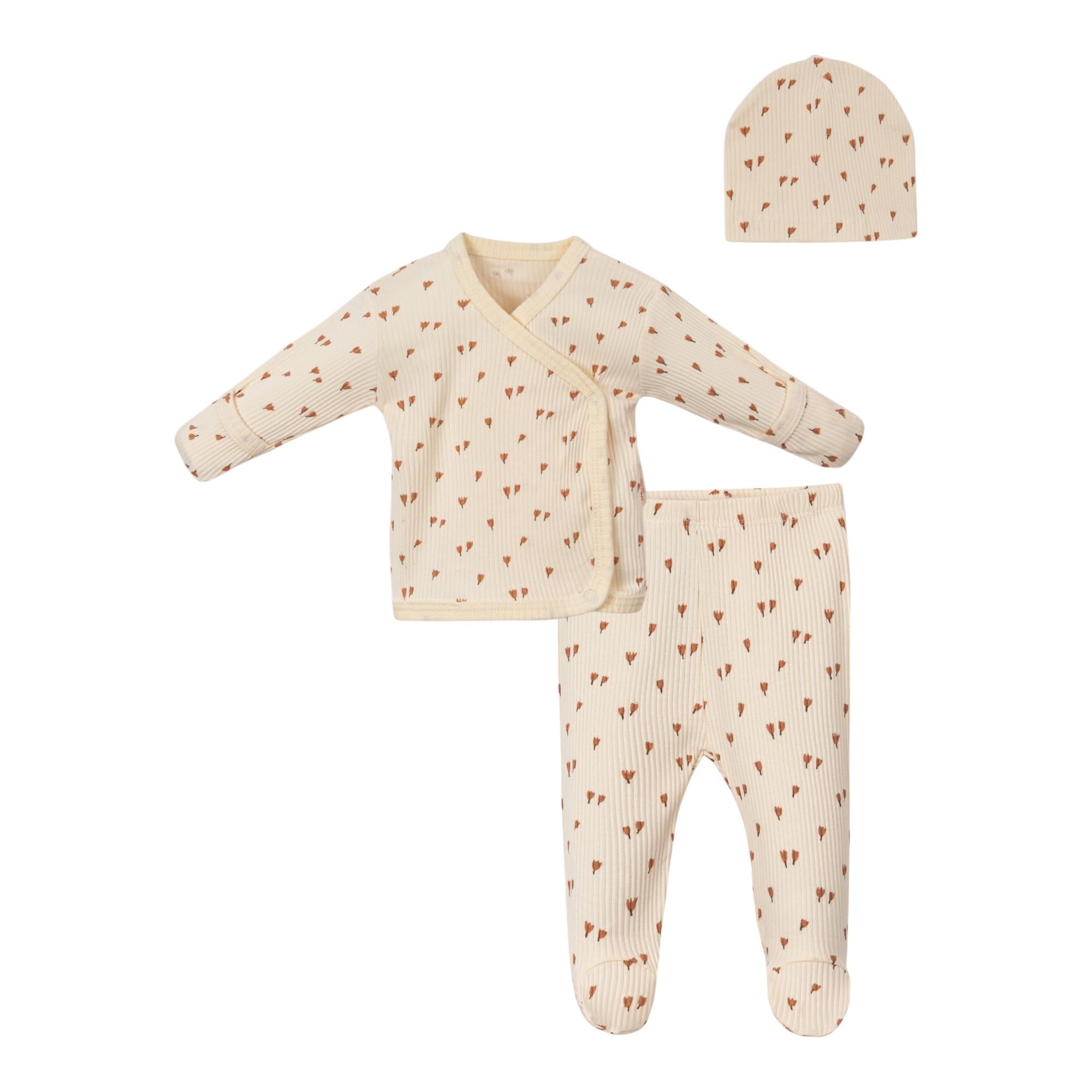 Lale Desenli Kız Bebek Üçlü Set