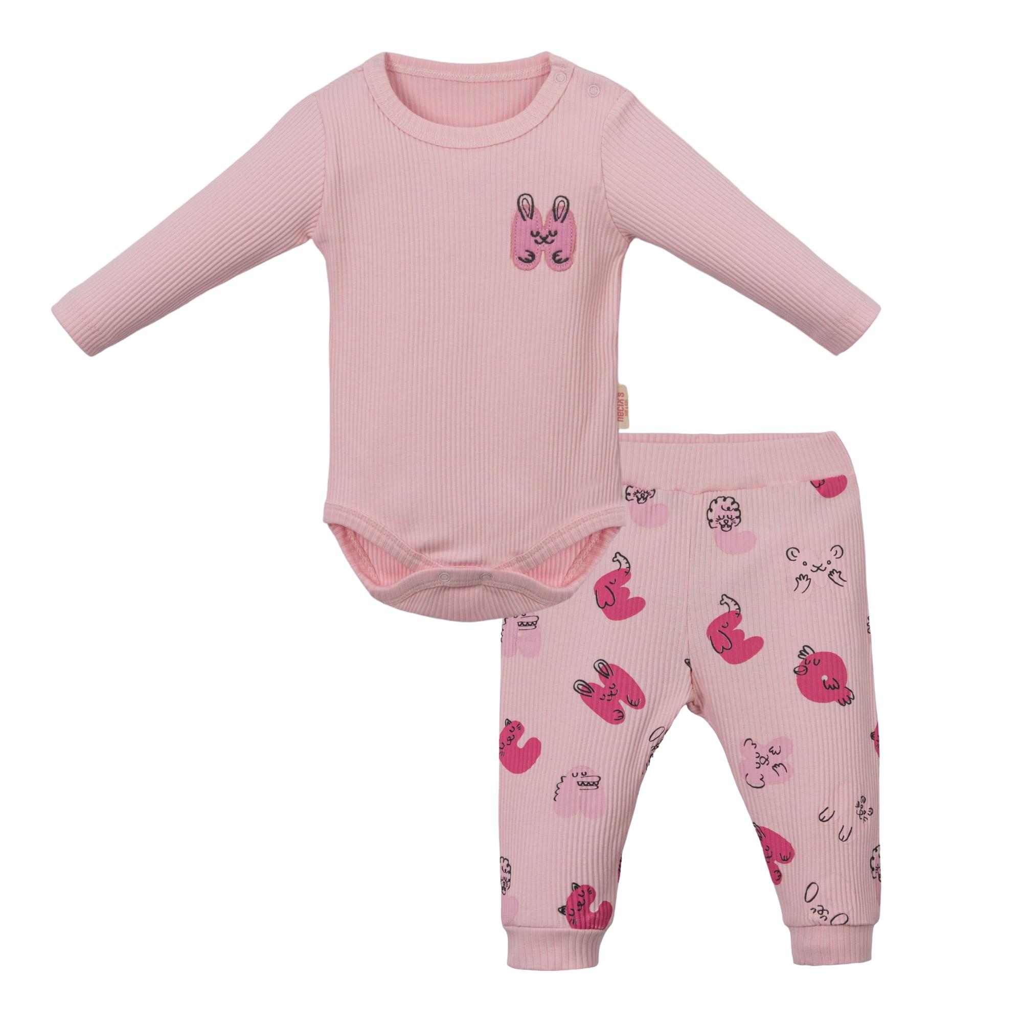 Letter Animal Figürlü Erkek Bebek Bodyli Takım