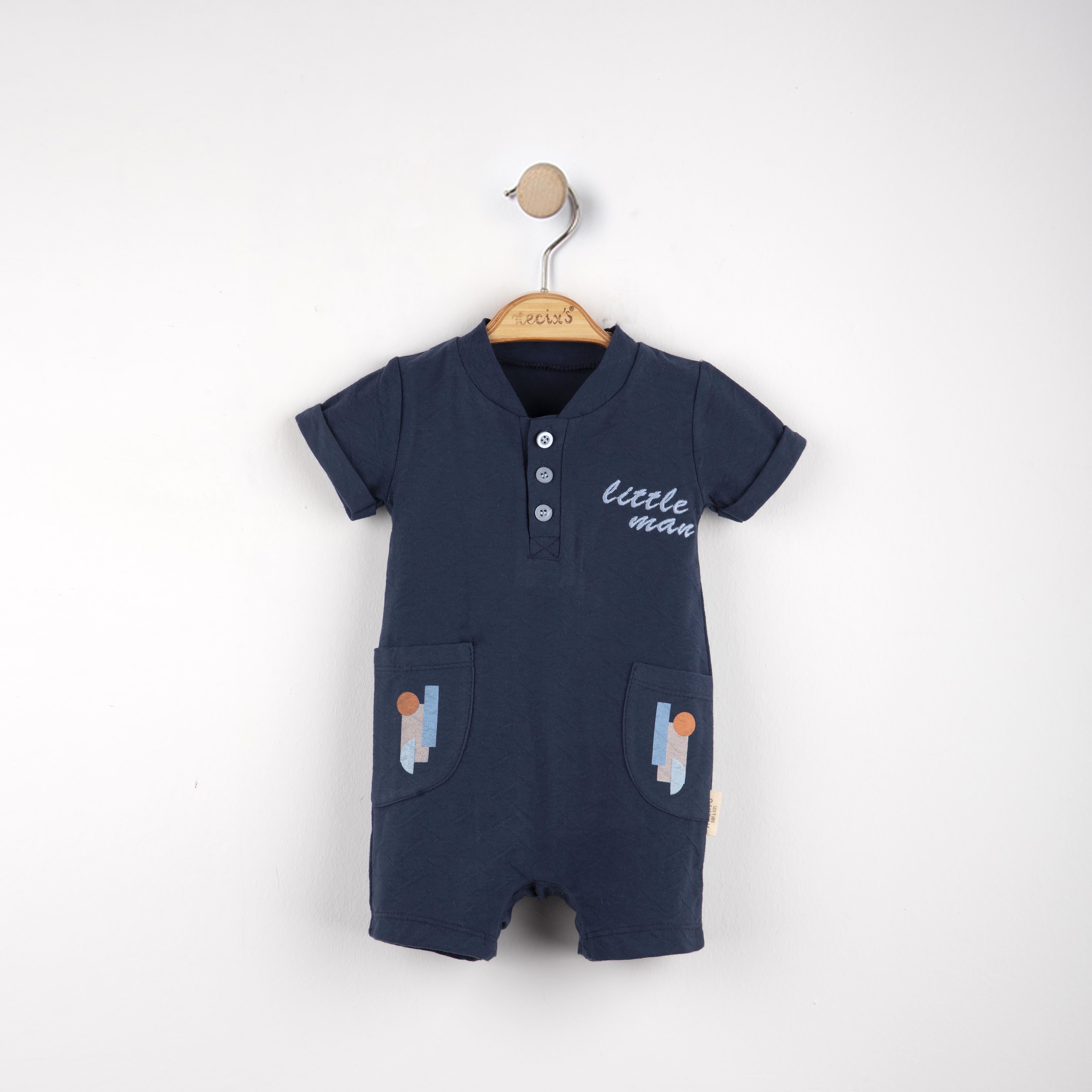Little Man Yazı Baskılı Erkek Bebek Tulum