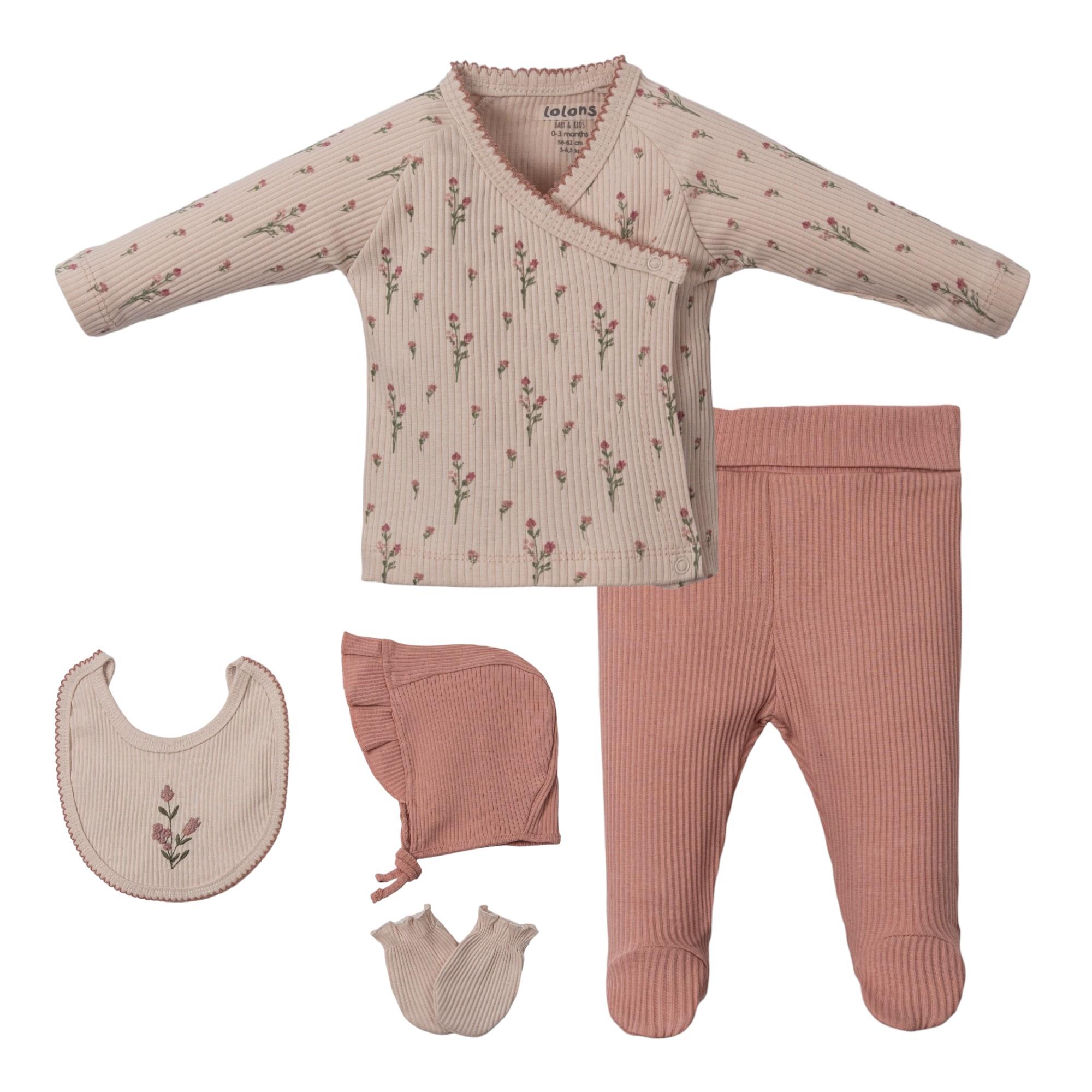 Mild Özgün Kız Bebek Hastane Çıkışı Beşli Set