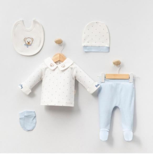 MİNİ CAYZEN AYICIK NAKIŞLI ERKEK BEBEK 5 Lİ SET