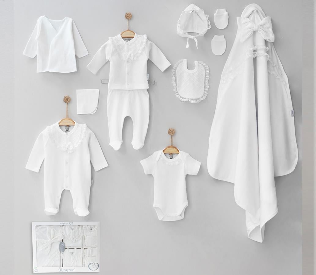 MİNİ CAYZEN DANTELLİ KIZ BEBEK 10 LU HASTANE ÇIKIŞ SETİ