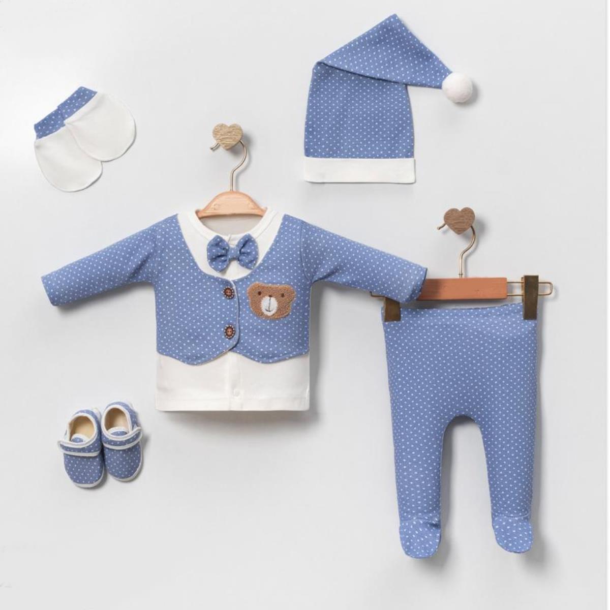 MİNİ CAYZEN ERKEK 0-3 AY UYKUCU AYICIK 5Lİ SET