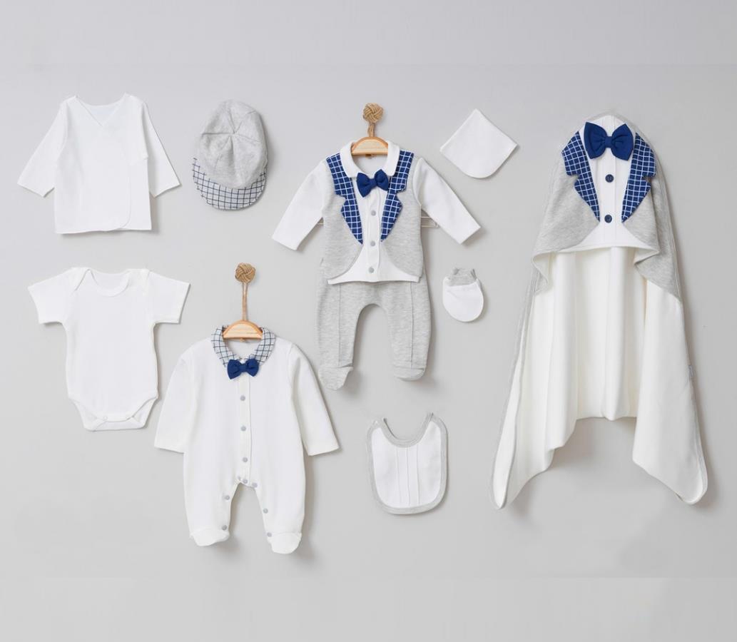 MİNİ CAYZEN PAPYONLU ERKEK 10 LU HASTANE ÇIKIŞ SETİ