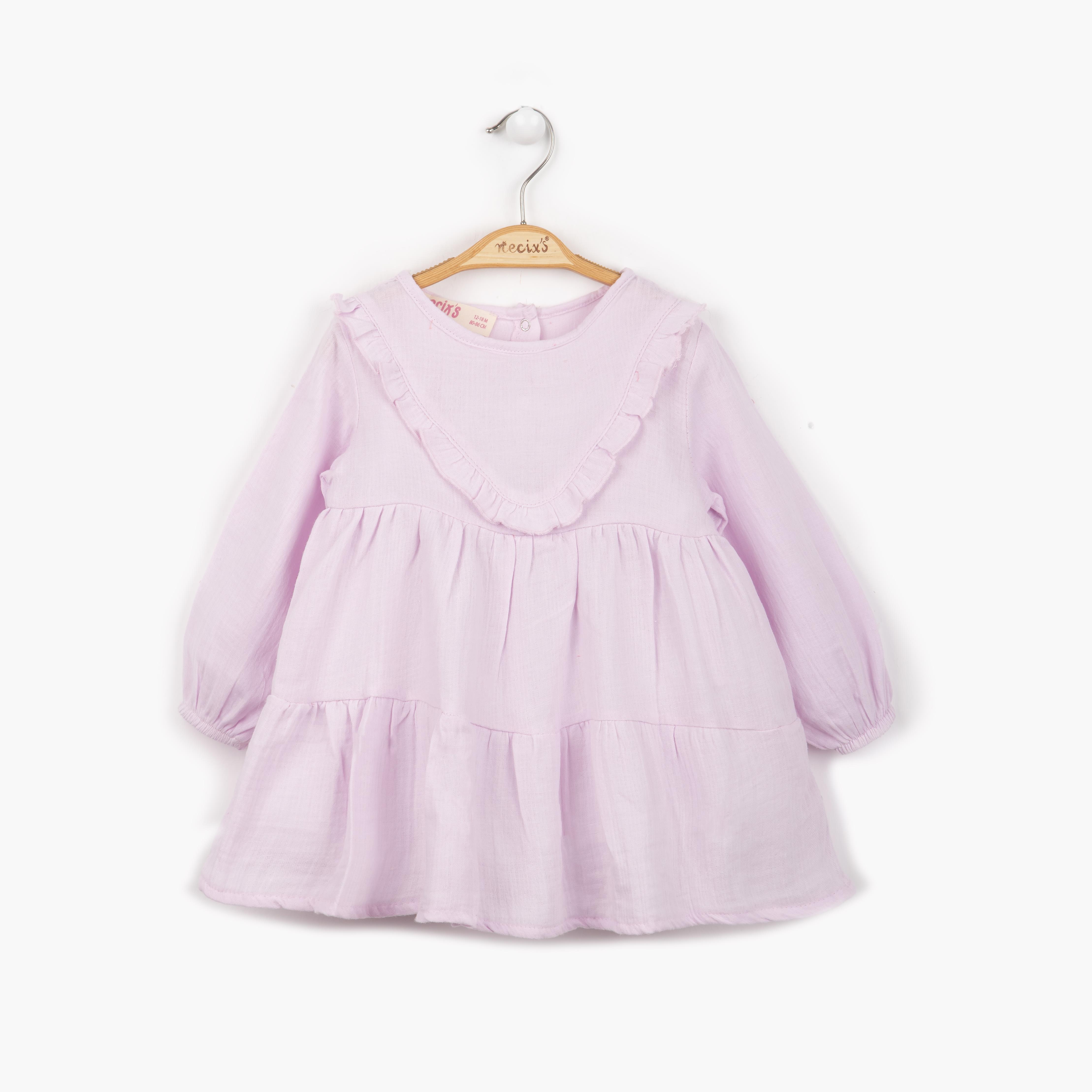 NECİXS 6/24 KIZ BEBE TURNA MÜSLİN ELBİSE