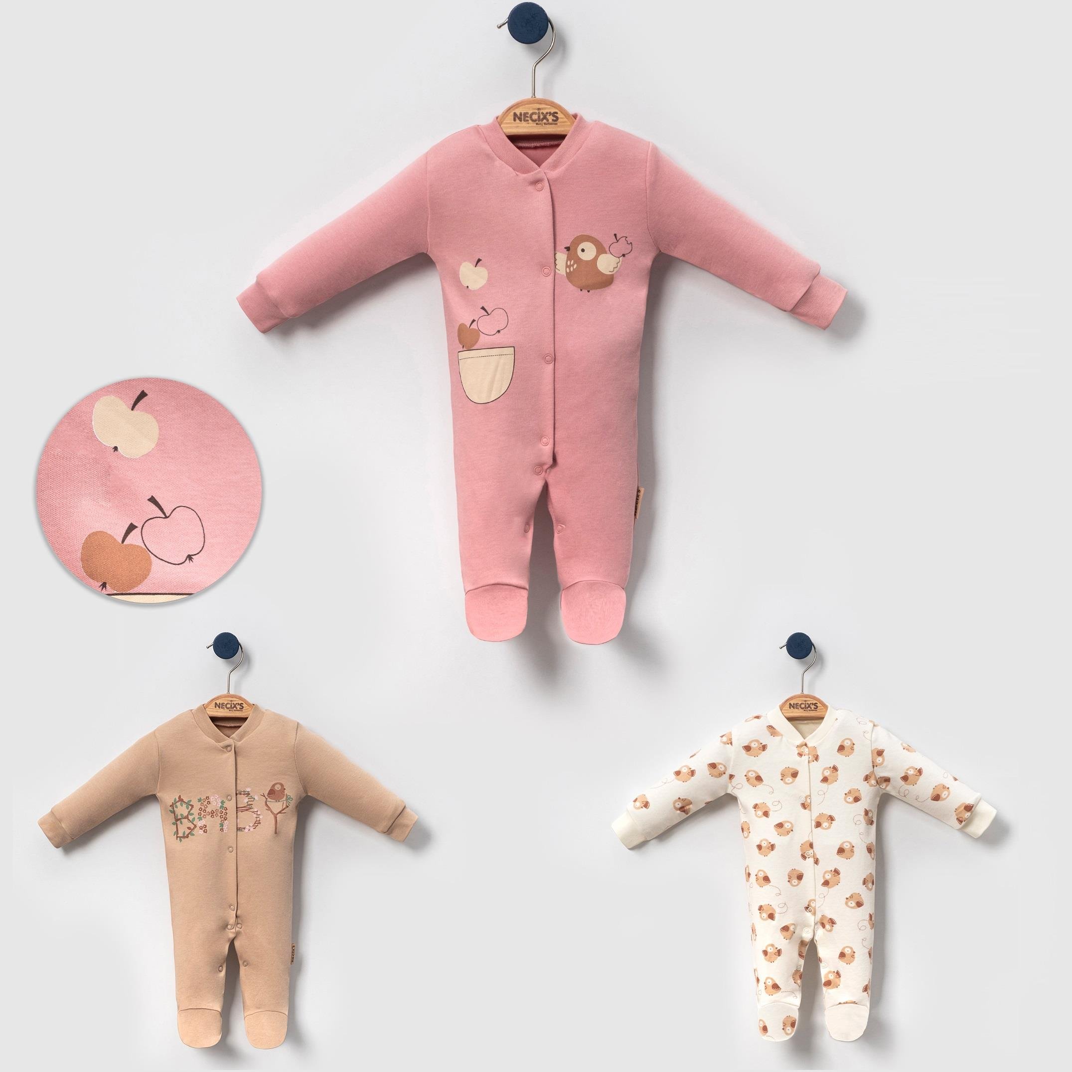Necix's Bakü Kız Bebek Tulum 0-3 Ay, 3-6 Ay 3 Adet
