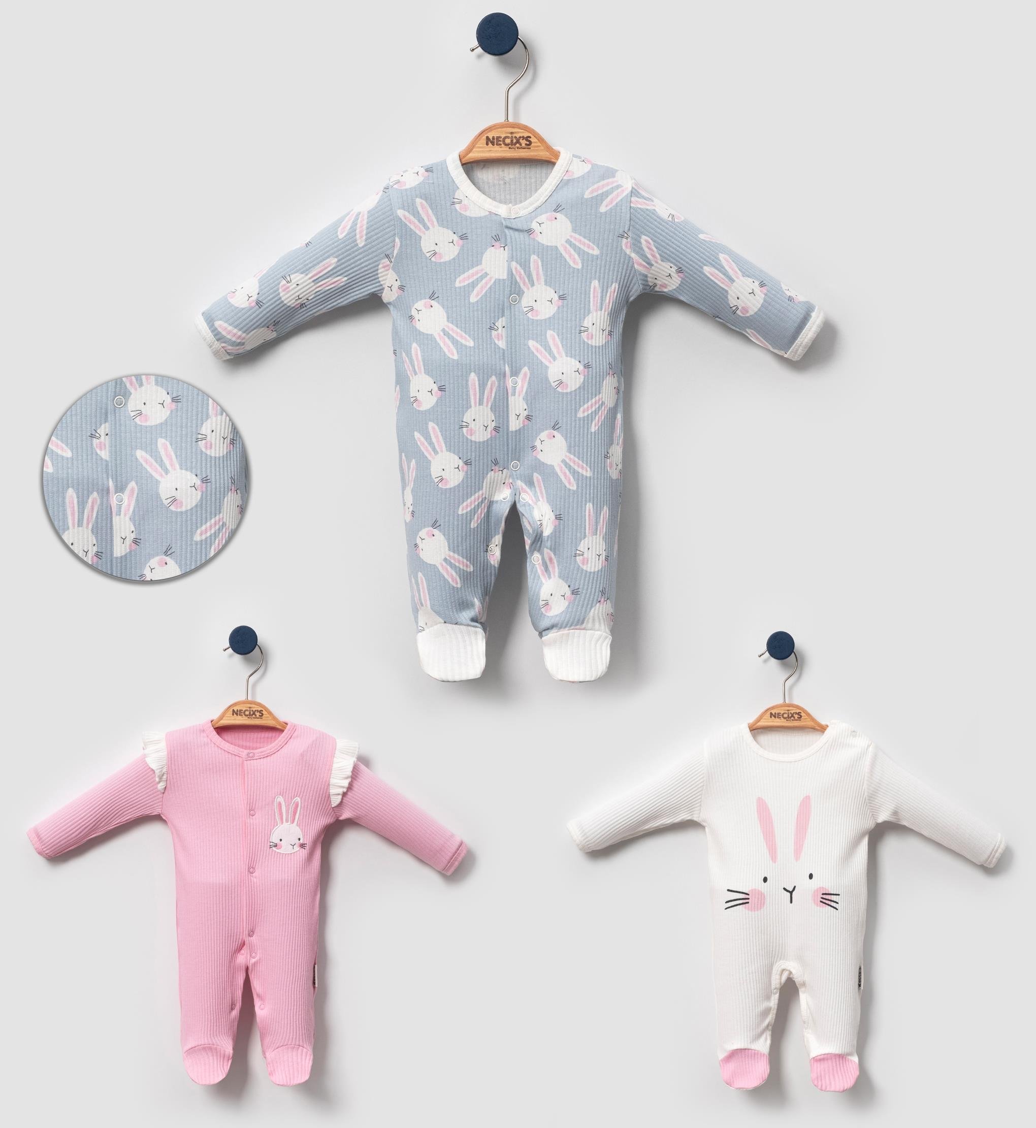 Necix's Brüksel Üçlü Kız Bebek Tekboy Tulum