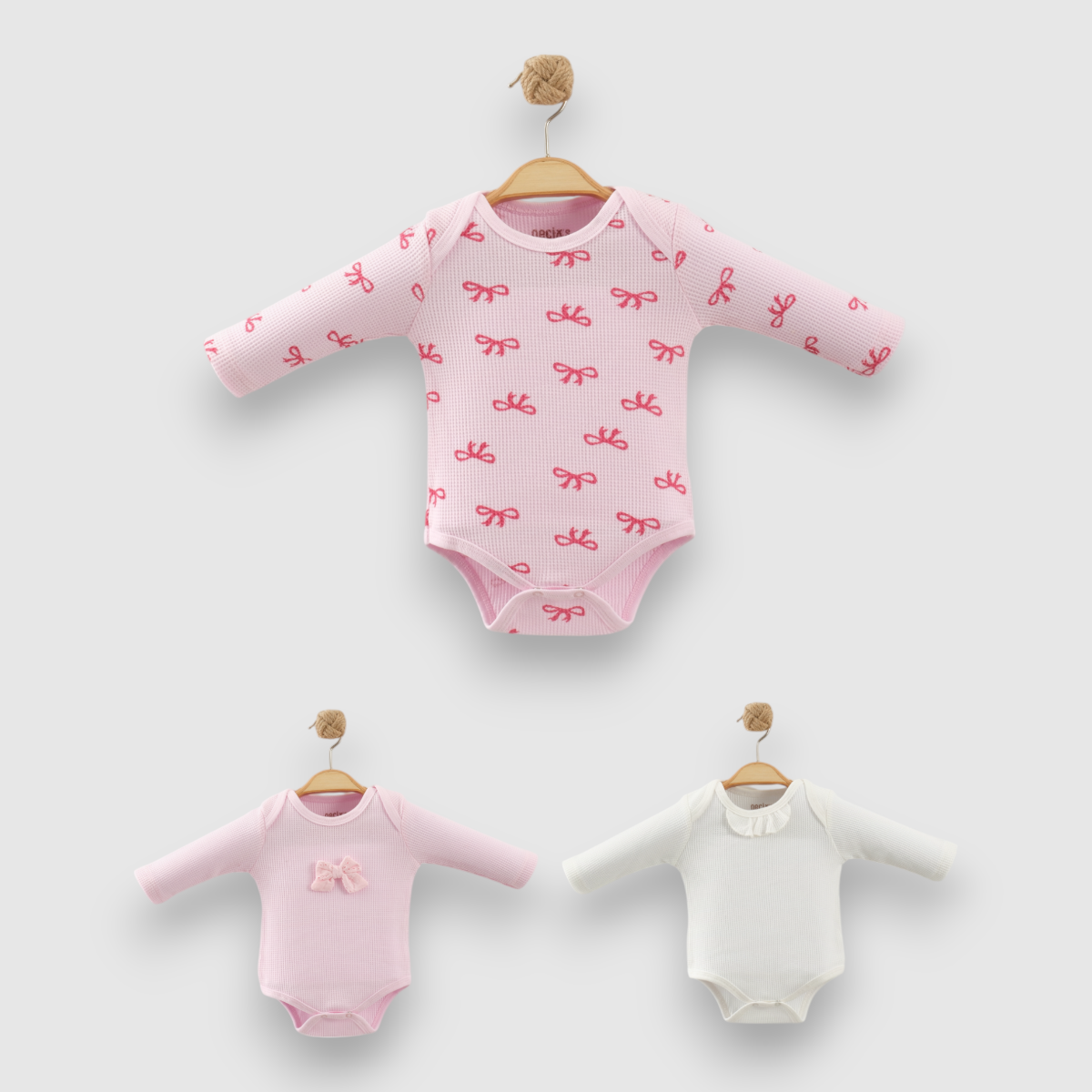 NECİXS FİYONK DESENLİ KIZ BEBE TEK BOY BODY