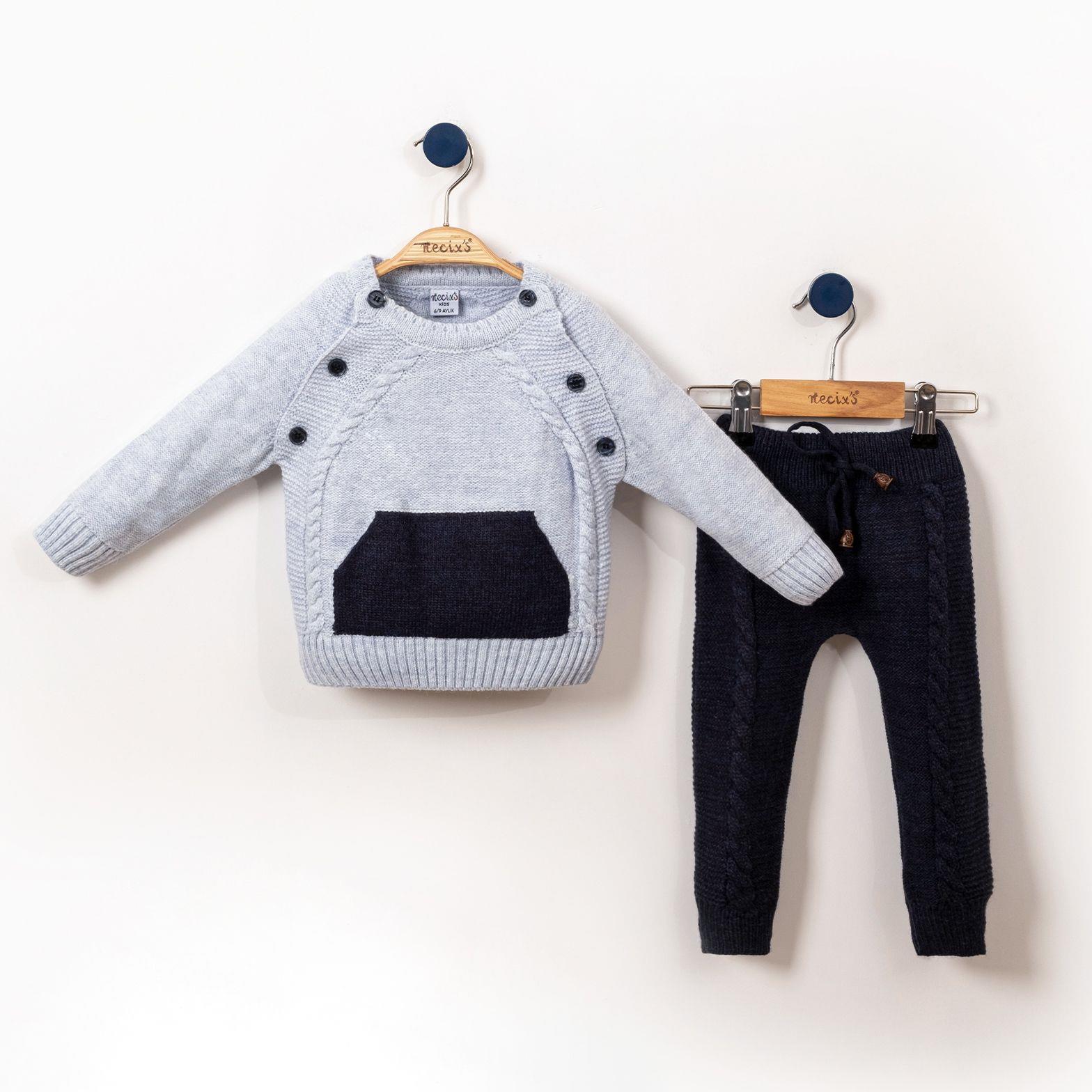 Necix's Kanguru Cepli Erkek Bebek Triko İkili Takım