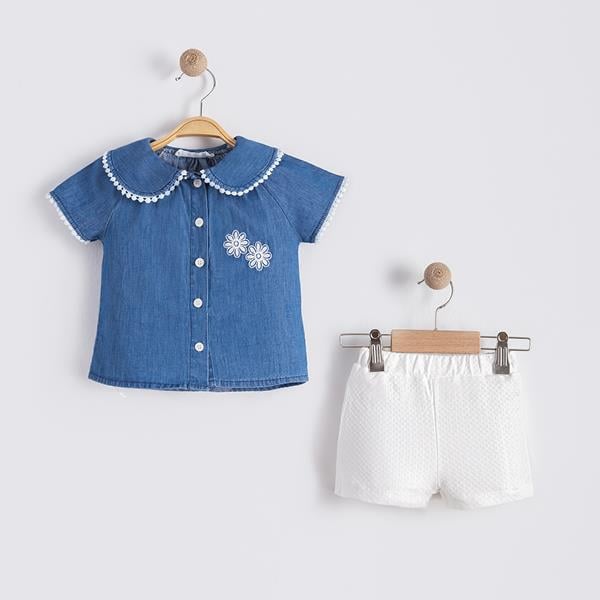 NECİXS KIZ BEBE 6/24 AY ÇİÇEKLİ YAKALI 2 Lİ TAKIM