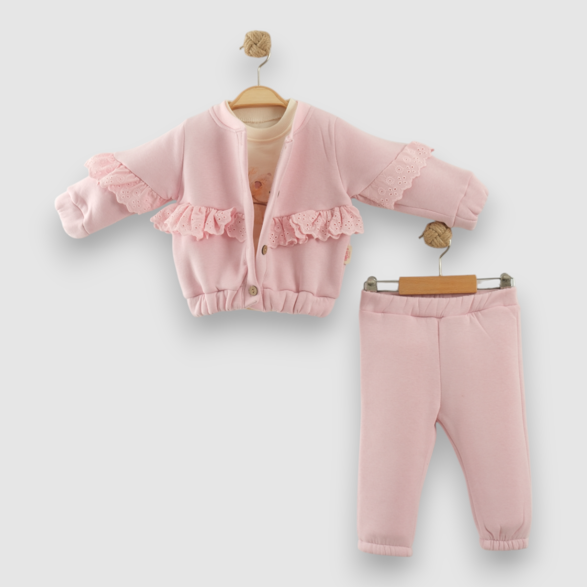 NECİXS KIZ BEBEK PÜSKÜLLÜ TRİKO 3 LÜ TAKIM