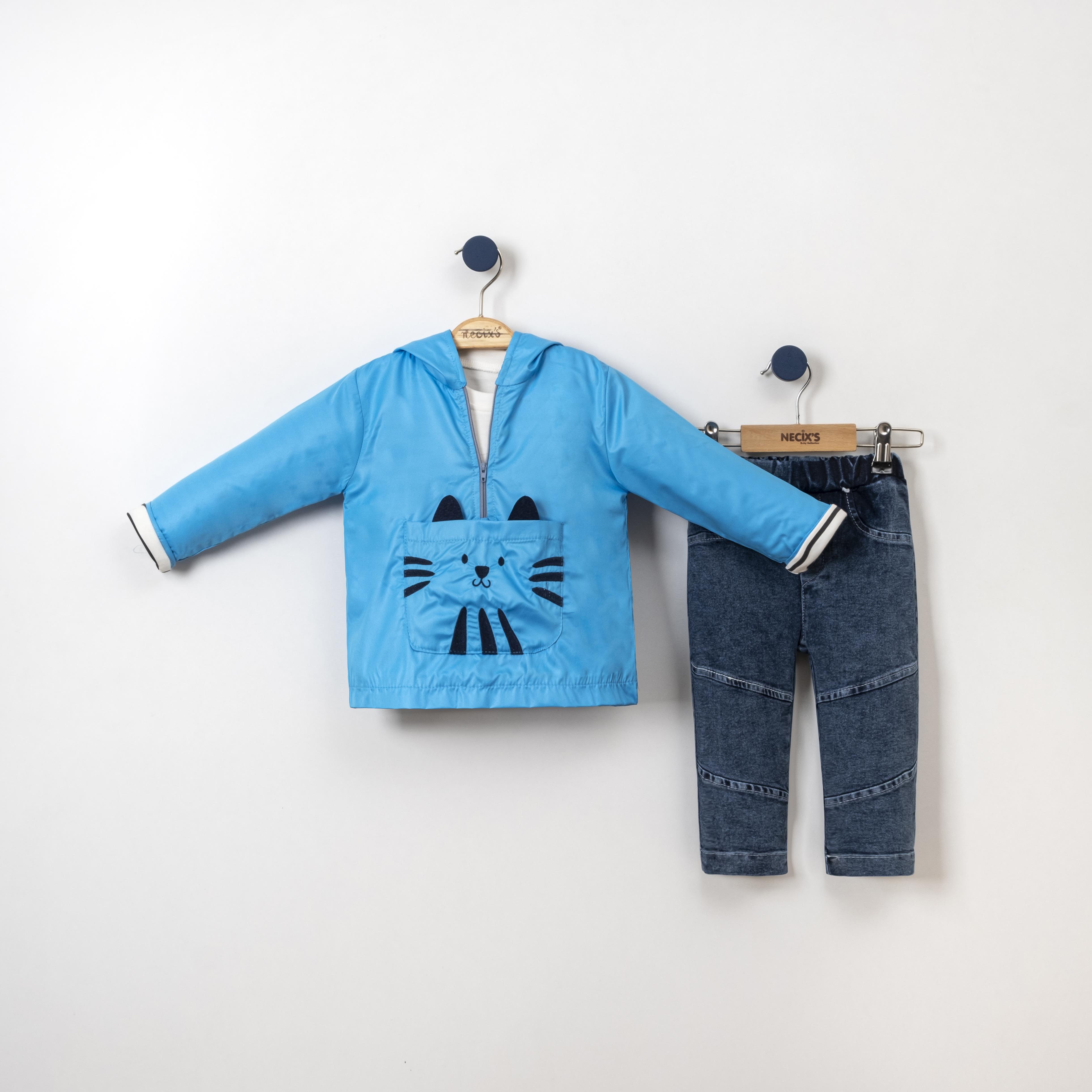 Necix's Meow Yağmurluk Erkek Bebek Üçlü Takım