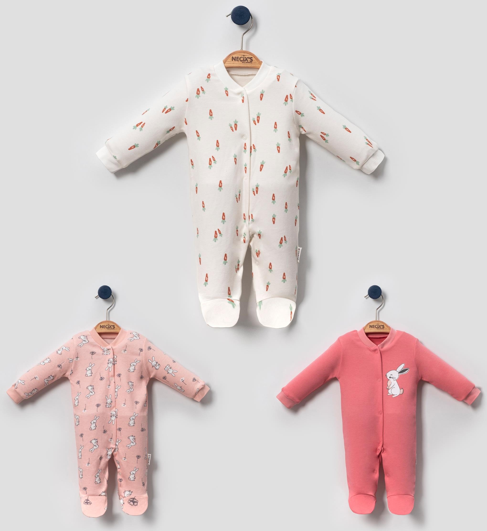 Necix's Rome Kız Bebek Tulum 0-3 Ay, 3-6 Ay 3 Adet