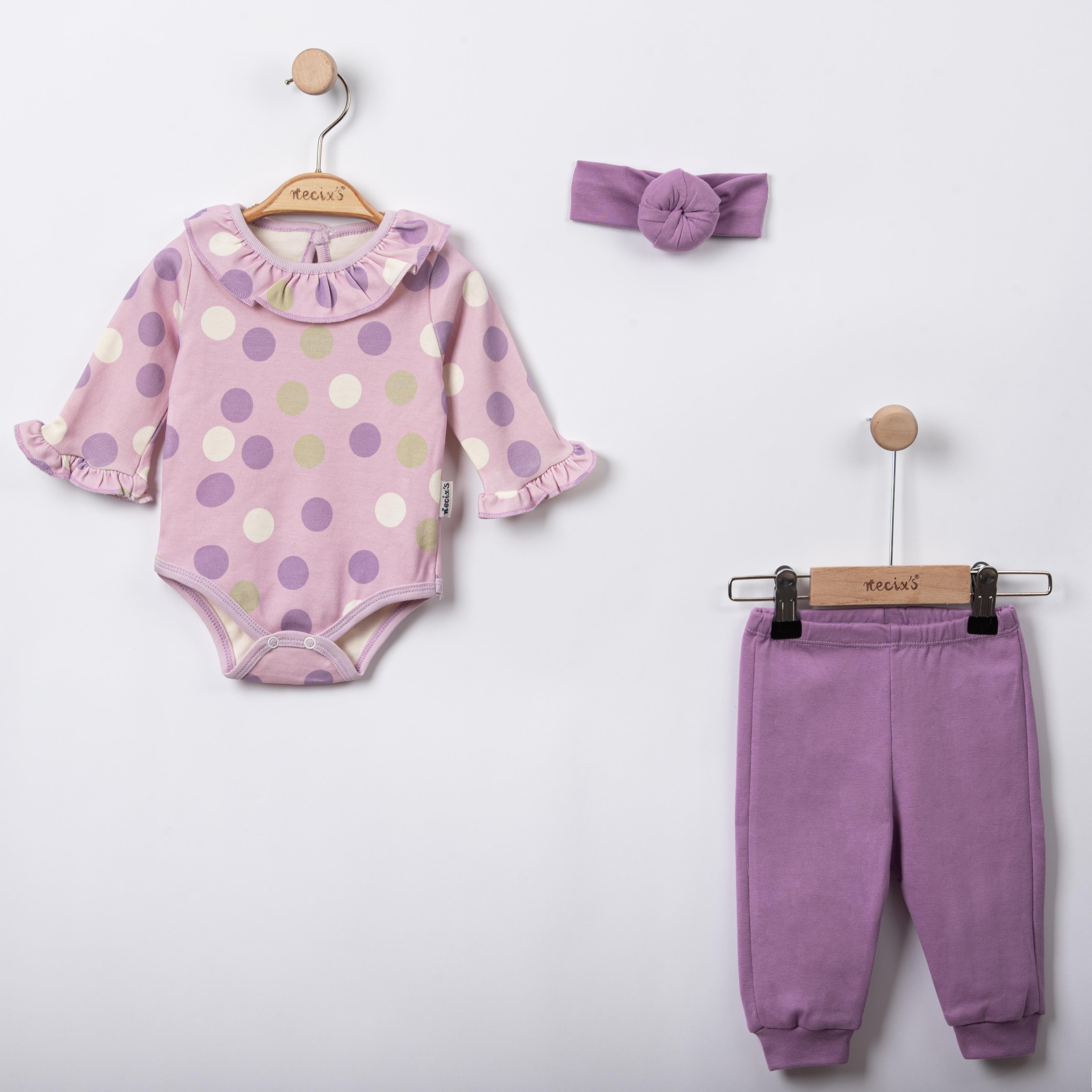 Necix's Soft Puantiyeli Bandanalı Kız Bebek Badili Takım