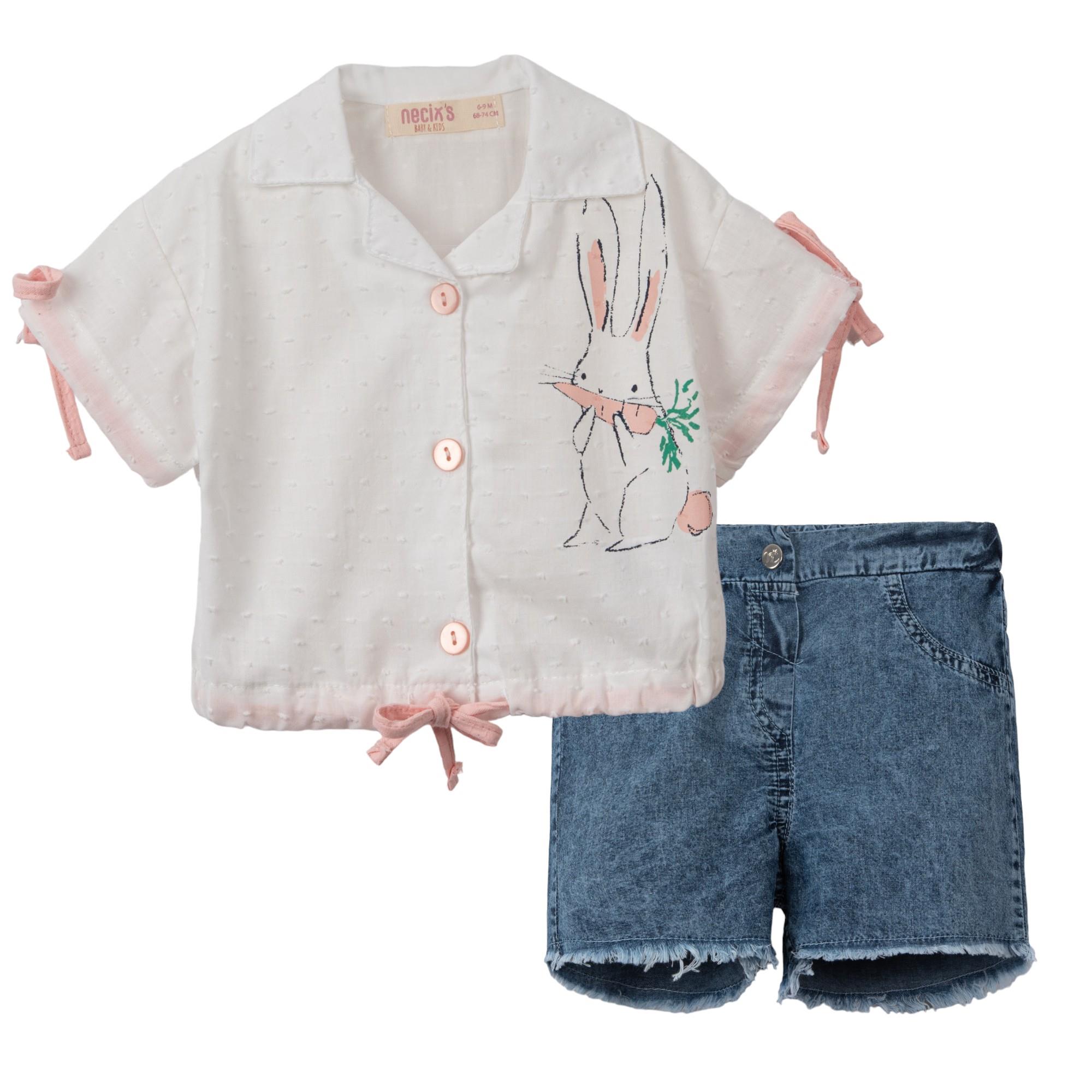 Necix's Tiflis Tavşan Baskılı Kız Çocuk Şortlu Takım