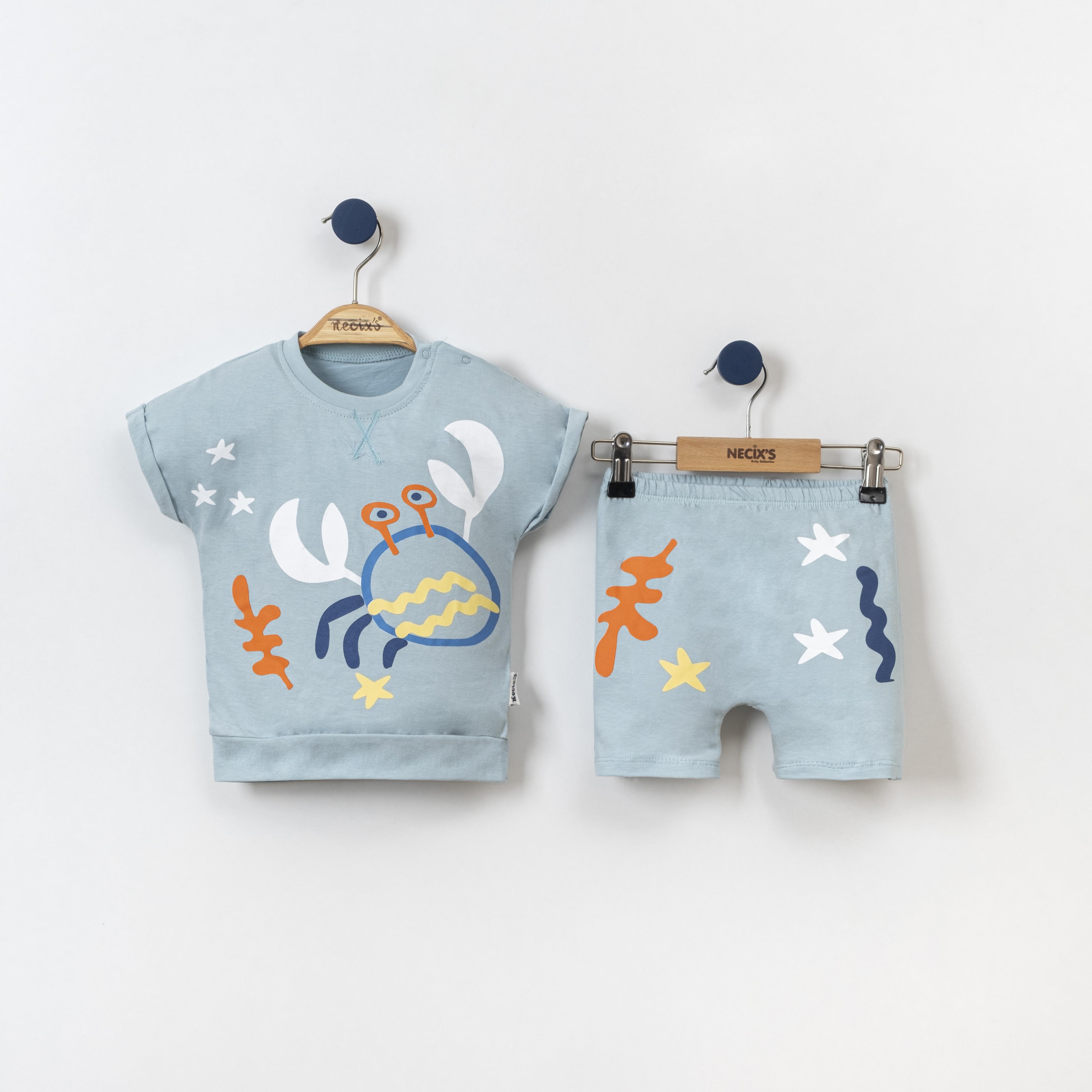 Necix's Yengeç Baskılı Figürlü Erkek Bebek İkili Takım