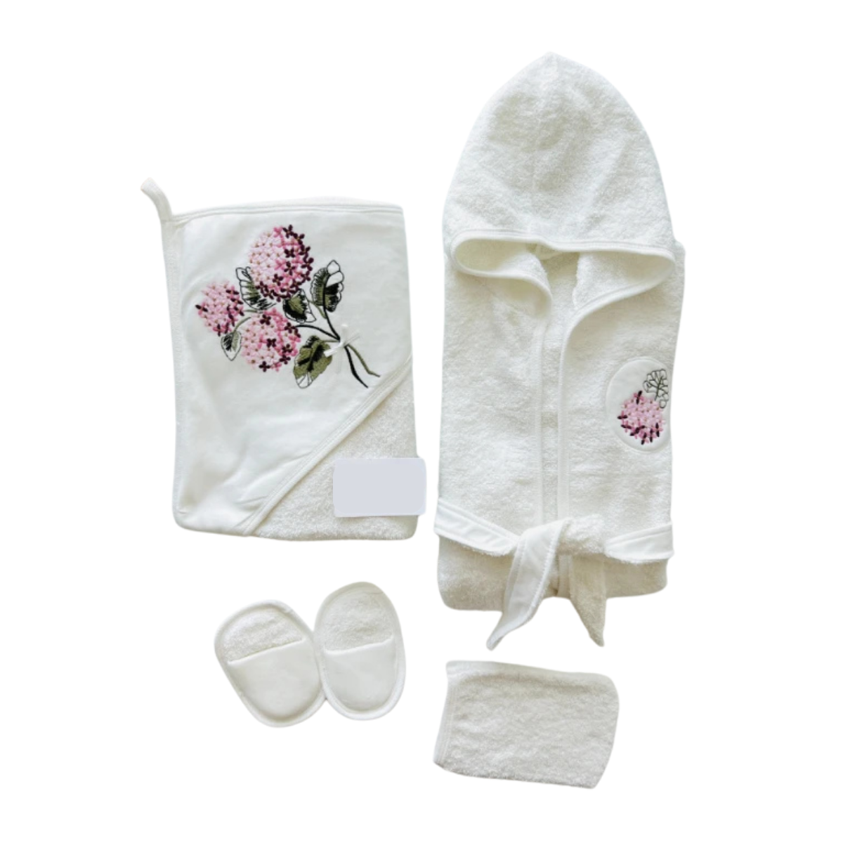 ORTANCA DESENLİ BORNOZ SETİ KIZ BEBEK 0-6 AY