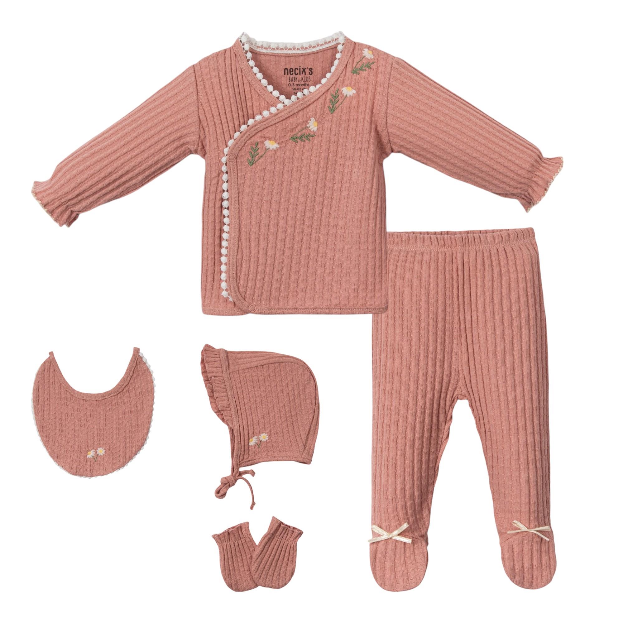 Papatya Kız Bebek Hastane Çıkışı Beşli Set