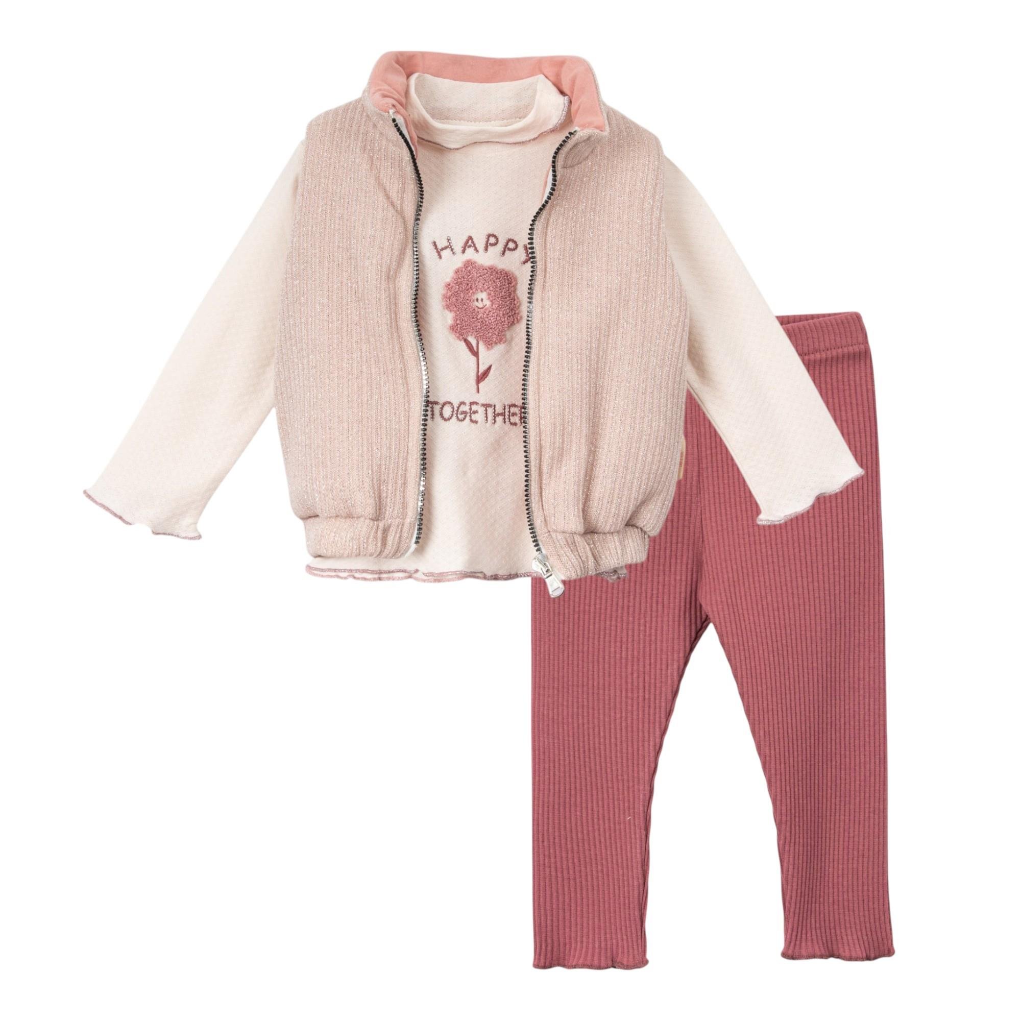 Star Şişme Yelekli Kız Bebek Üçlü Takım