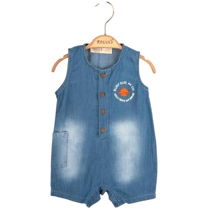 Surf Sun Şapkalı Erkek Bebek Kot Tulum