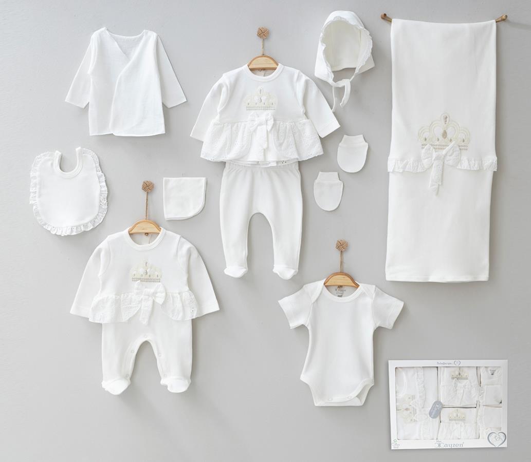 Taçlı Kız Bebek Onlu Hastane Çıkış Seti