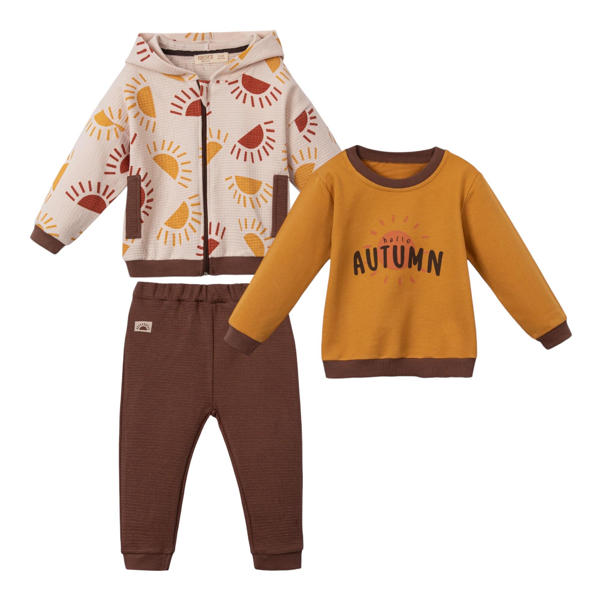 Tarbela Kapüşonlu Erkek Bebek Üçlü Takım