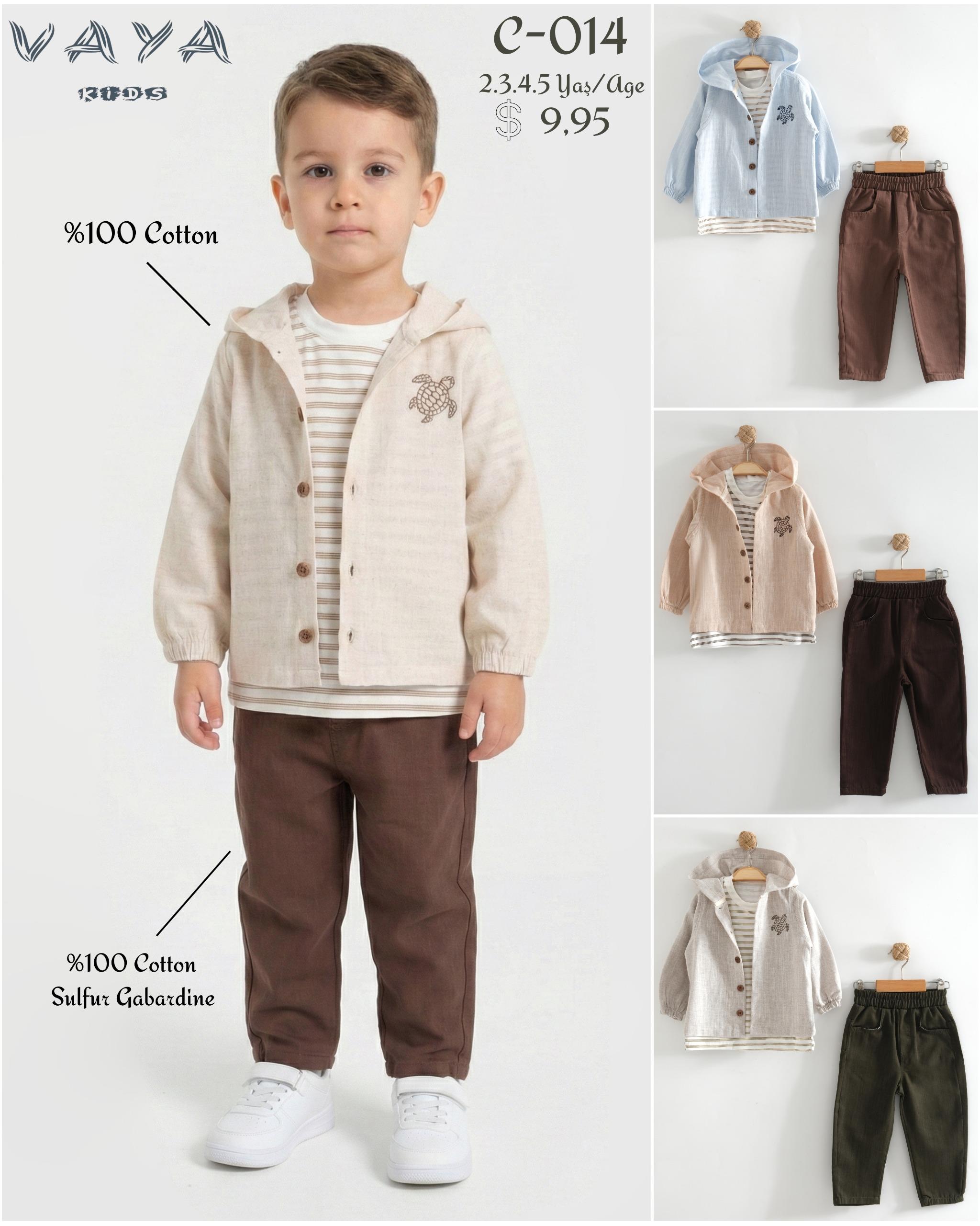 VAYA KİDS KAPLUMBAĞA  NAKIŞLI GÖMLEKLİ ÜÇLÜ TAKIM 2-6 YAŞ