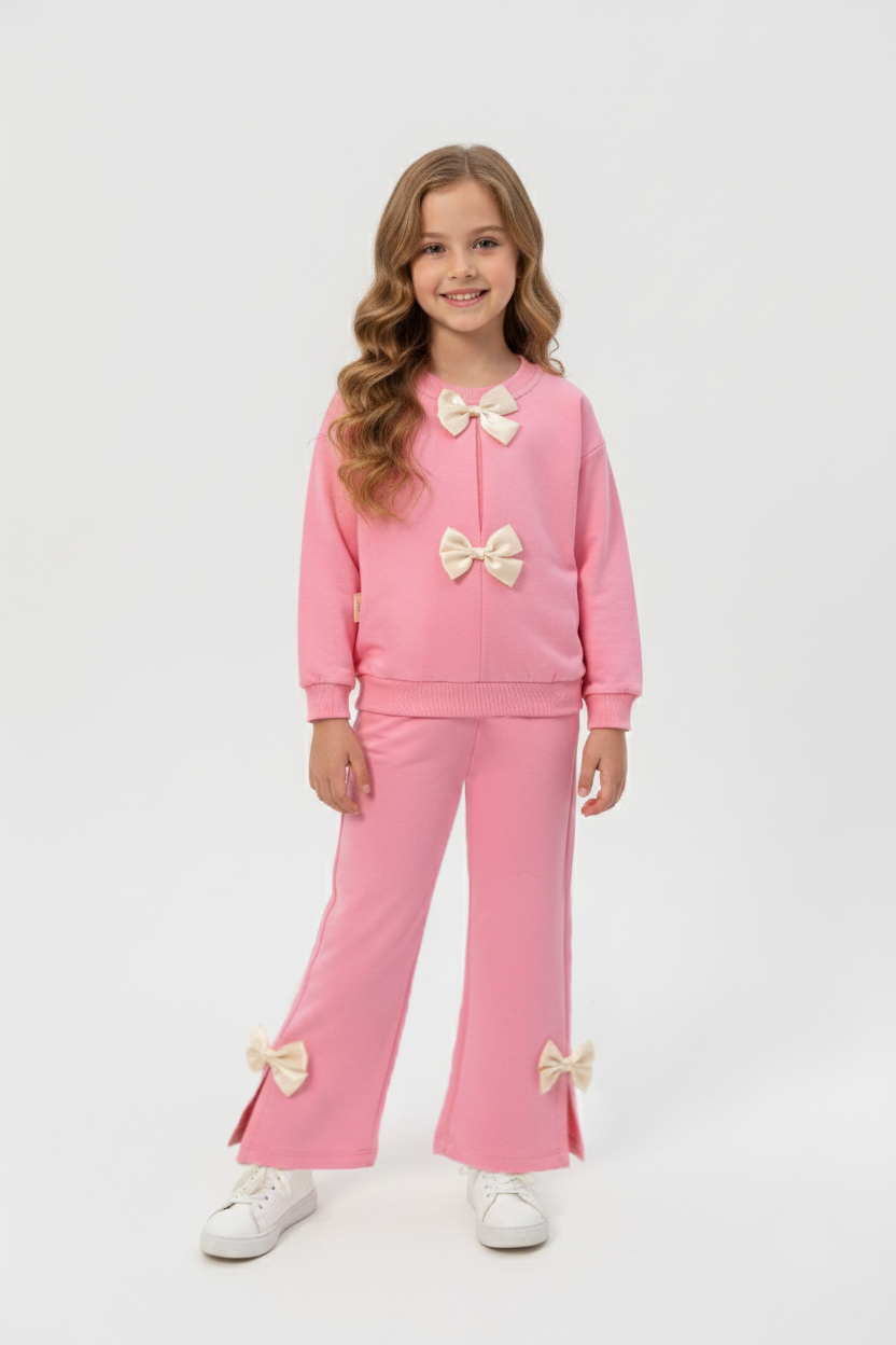 VOVİDO KİDS KIZ ÇOCUK PAPYONLU  TAKIM