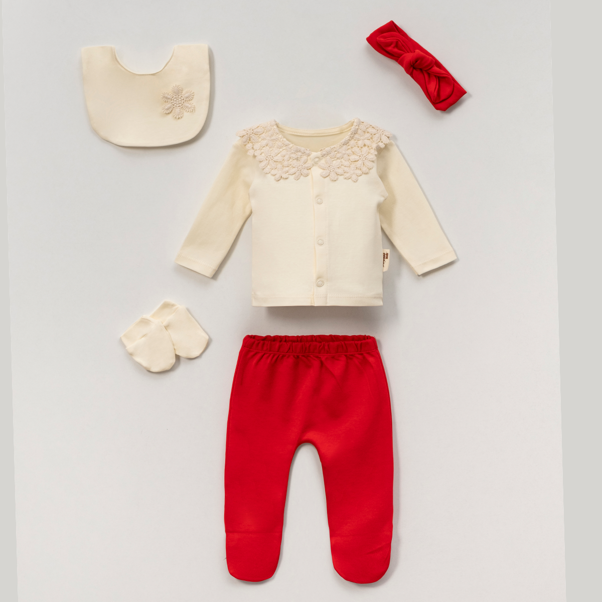 VOVİDO KIZ BEBEK DANTEL YAKALI 5 Lİ SET