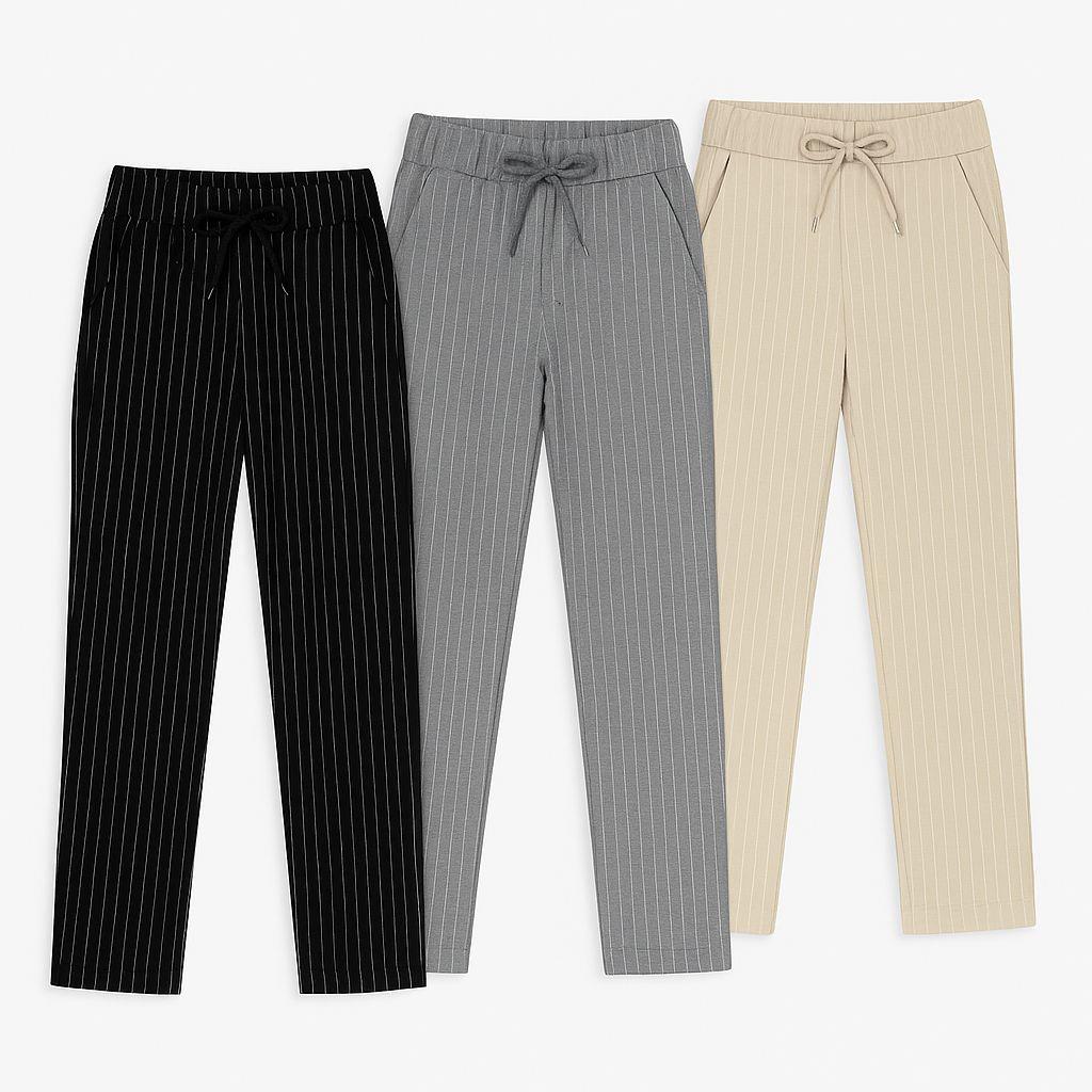 WİKİLAND ÇİZGİLİ DUBLE PAÇA KUMAŞ PANTOLON 7-11 YAŞ