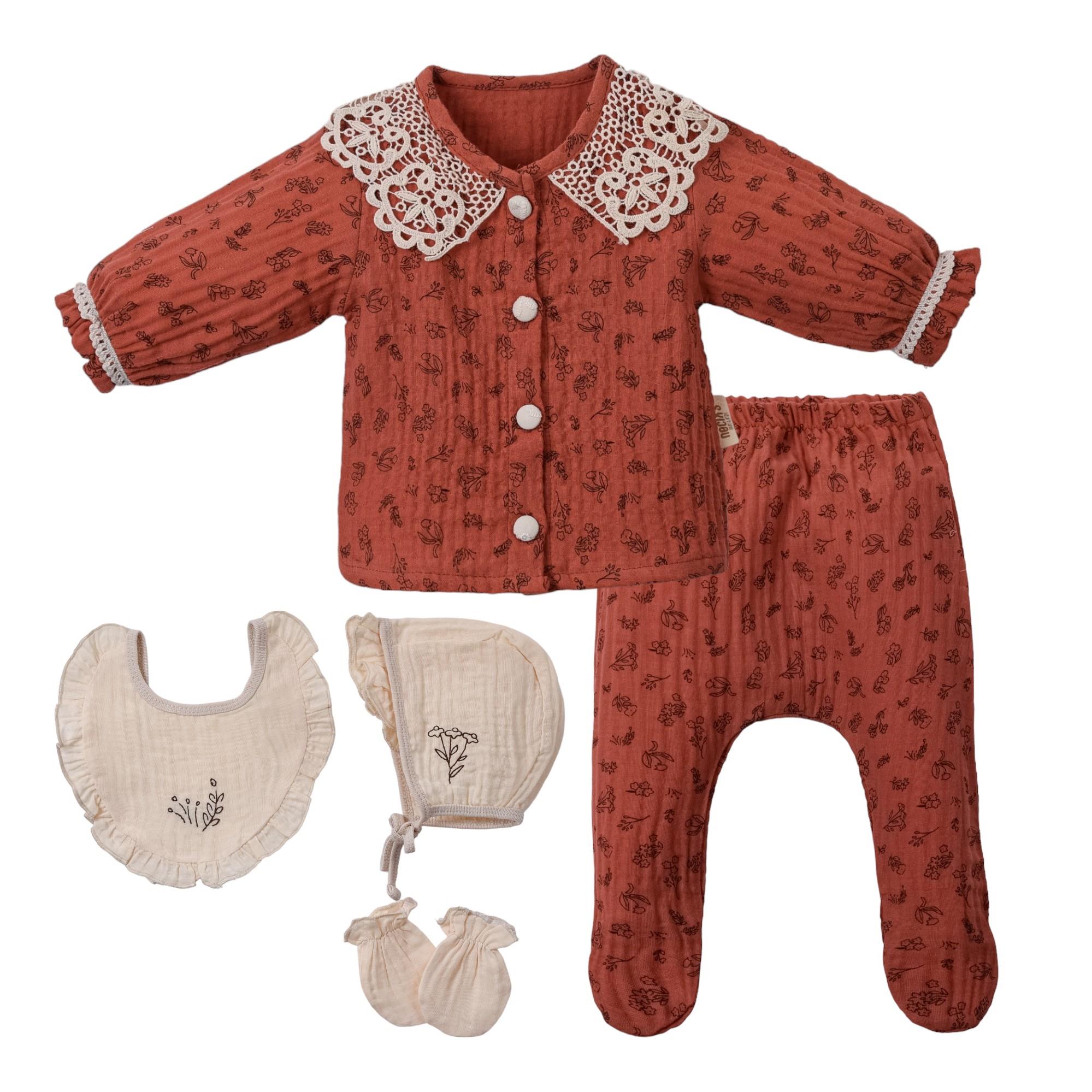 Yasawa Müslin Kız Bebek Hastane Çıkışı Beşli Set