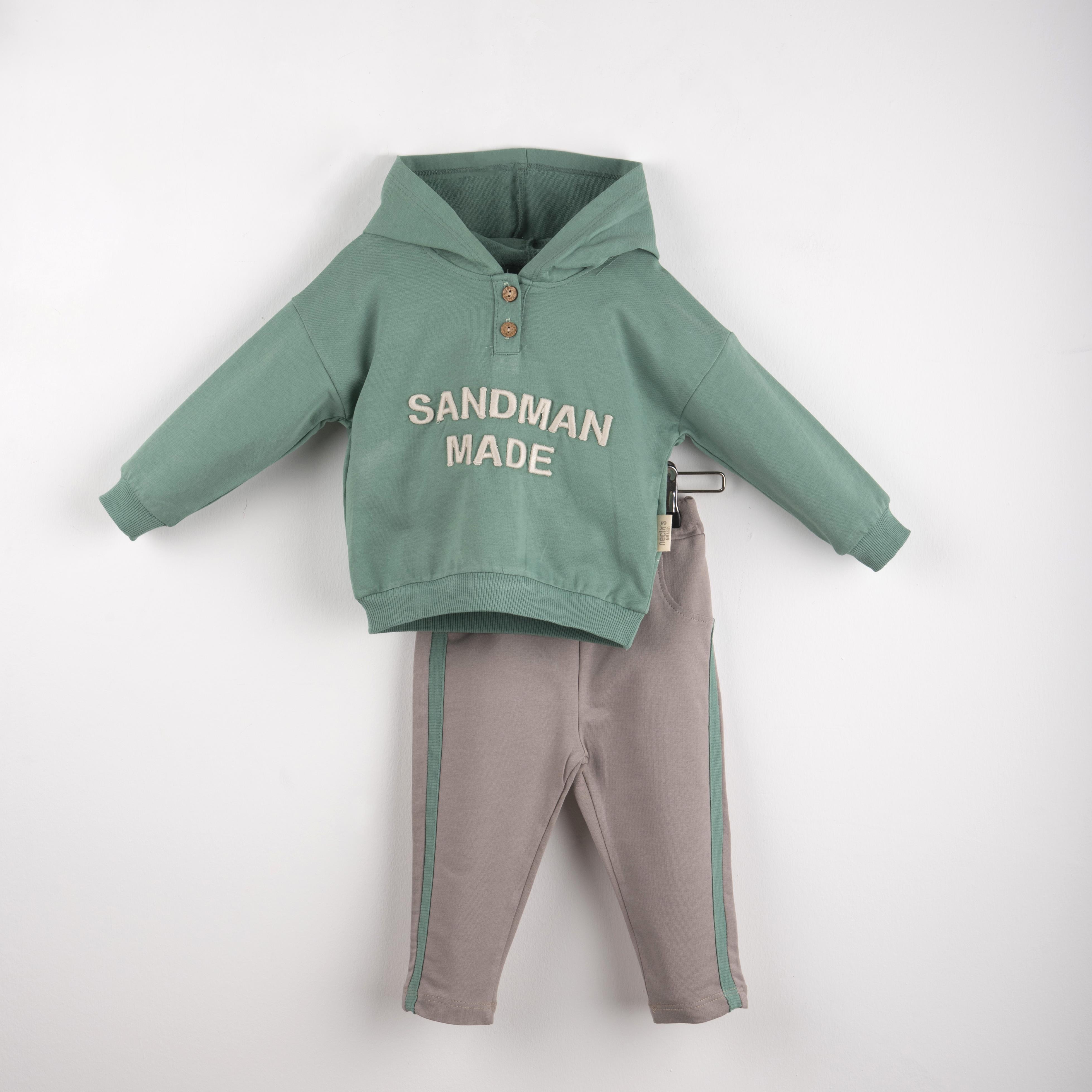 Yazı Baskılı Kapüşonlu Erkek Bebek İkili Takım