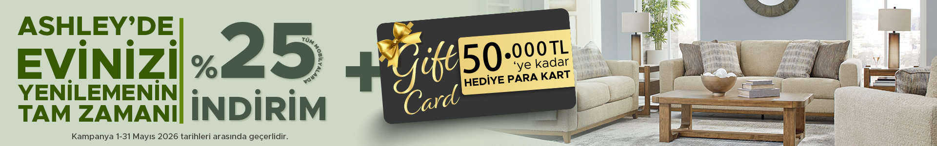 %25 İndirim + 50.000 TL’ye Varan Hediye Para Kartı