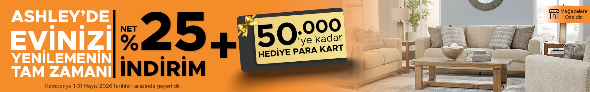 %25 İndirim + 50.000 TL’ye Varan Hediye Para Kartı