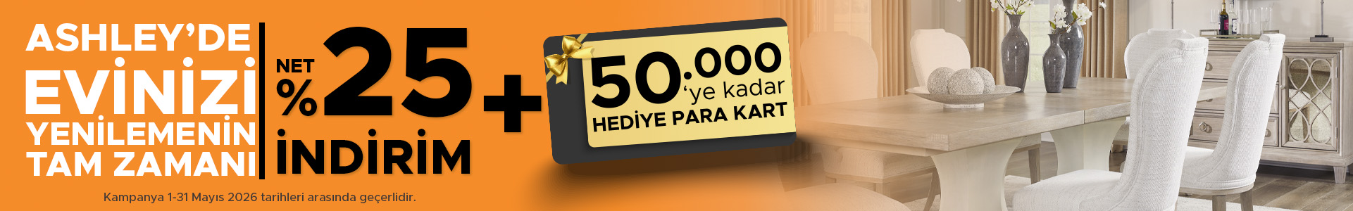 %25 İndirim + 50.000 TL’ye Varan Hediye Para Kartı