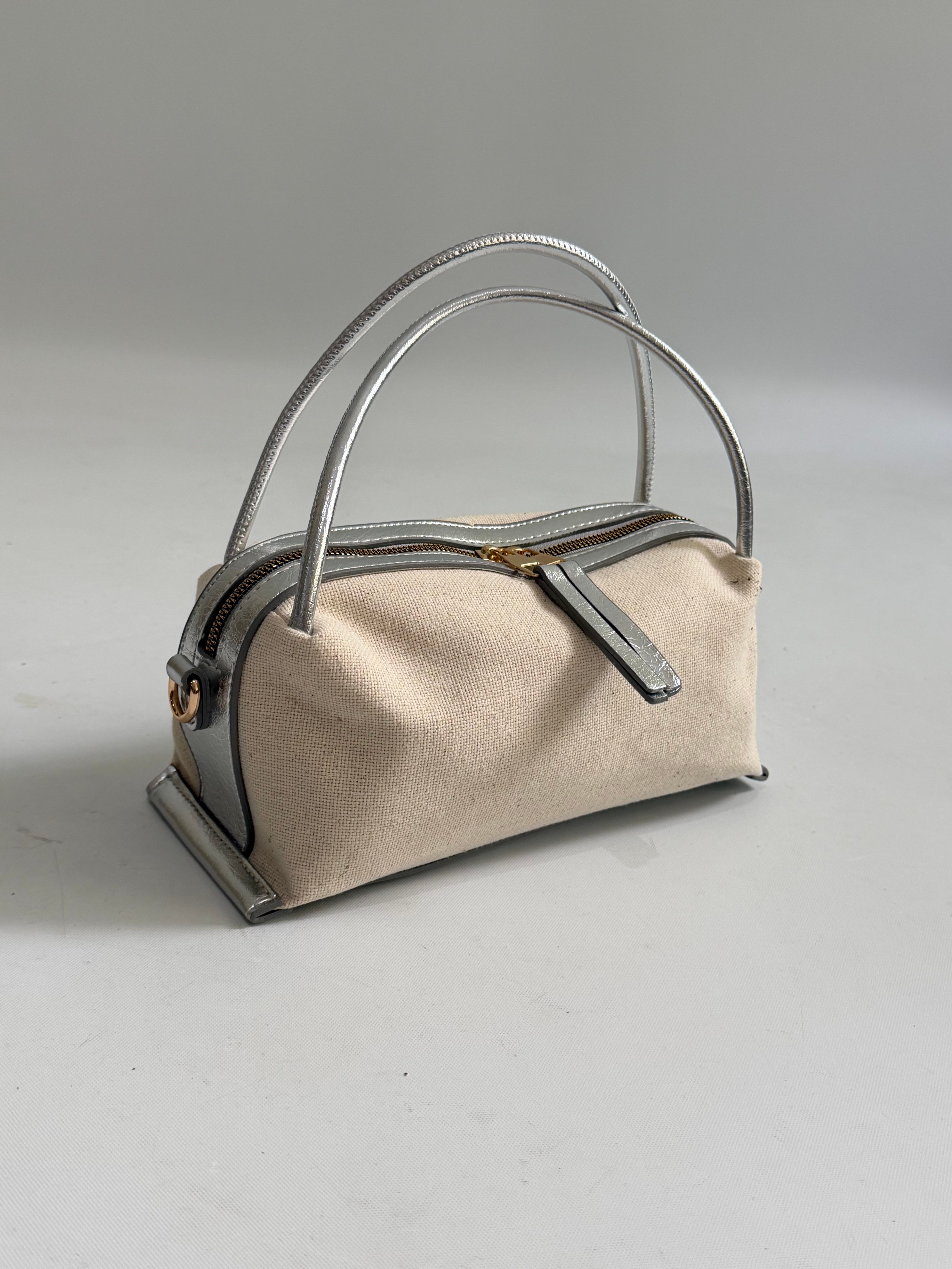 Belek Model El Ve Kadın Omuz Çantası, Keten Çanta,Yazlık Çanta Gümüş