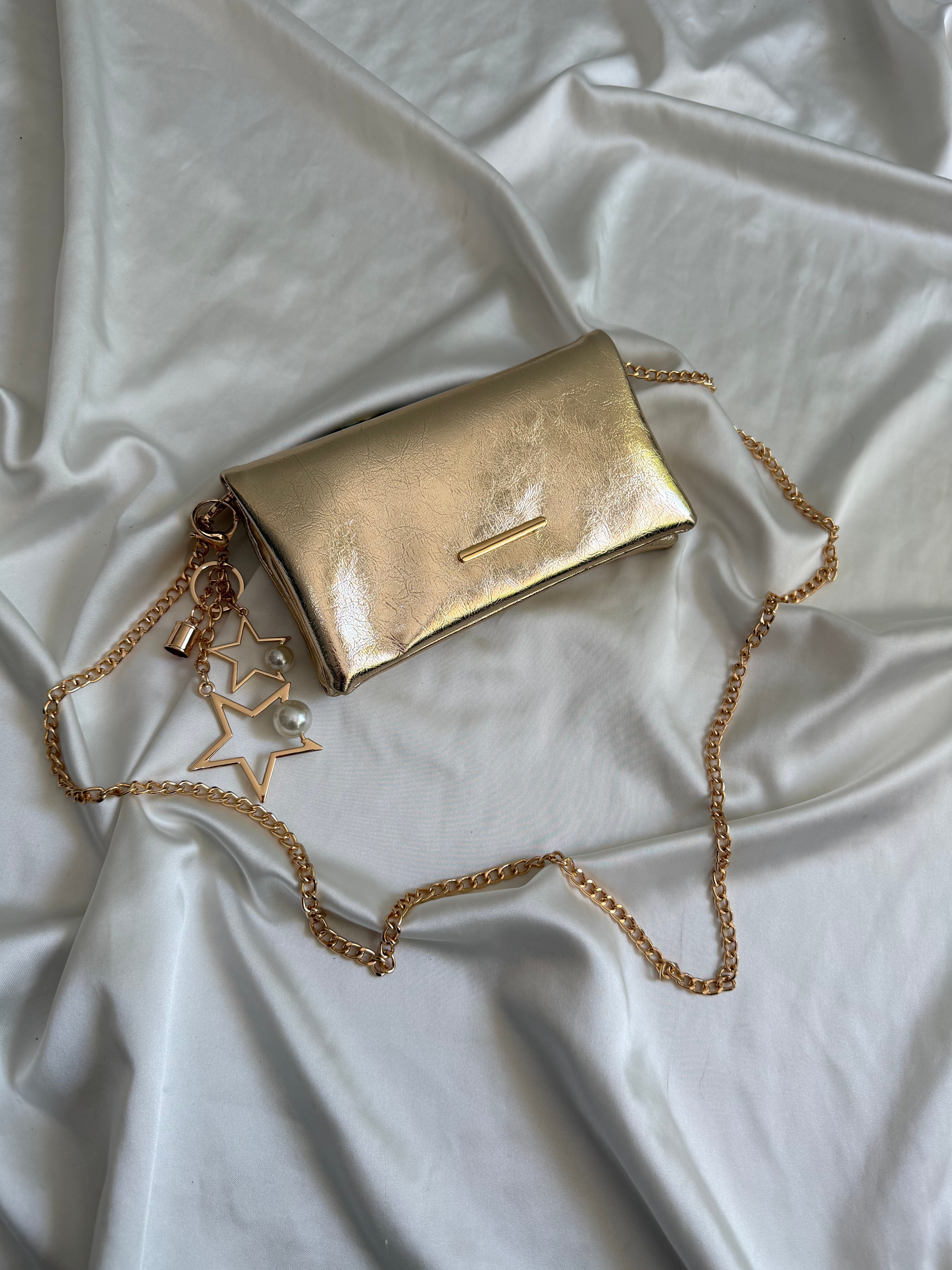 Canggu Model Clutch Çanta , Portföy Çanta , El Çantası Gold