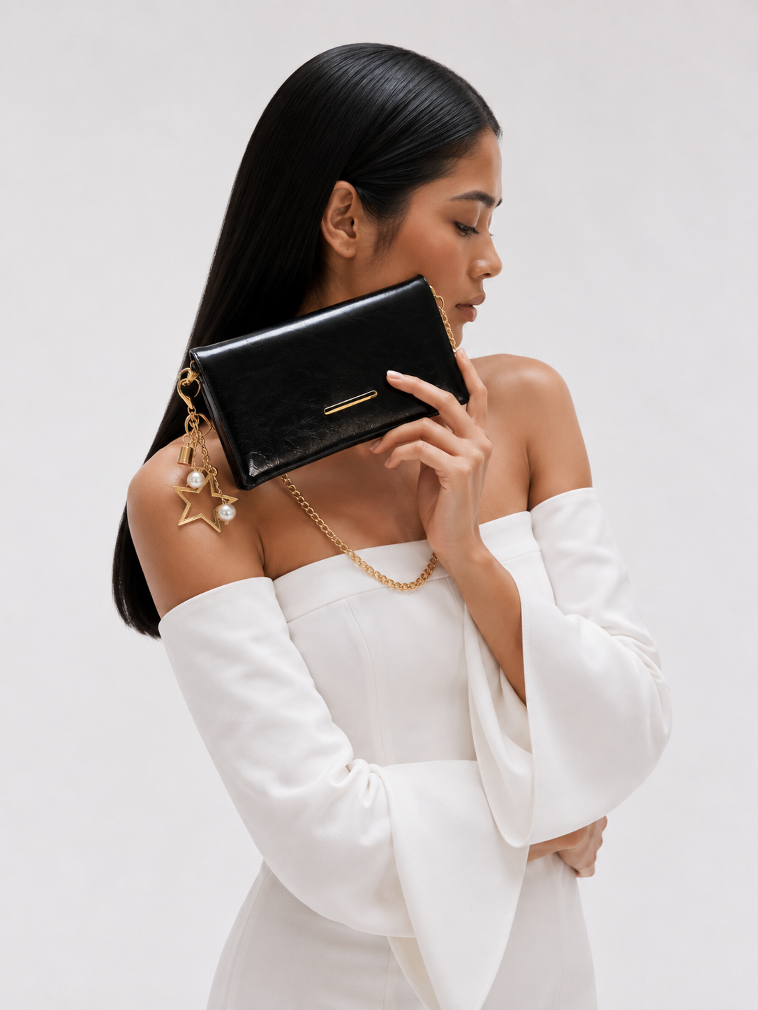 Canggu Model Clutch Çanta , Portföy Çanta , El Çantası Siyah