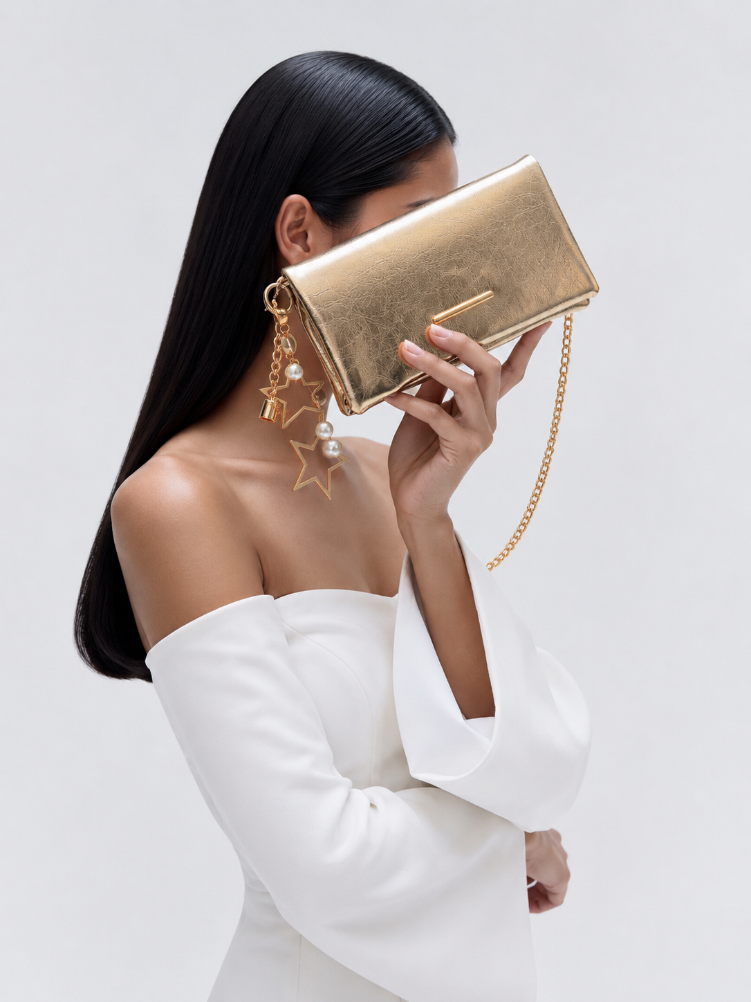 Canggu Model Clutch Çanta , Portföy Çanta , El Çantası Gold