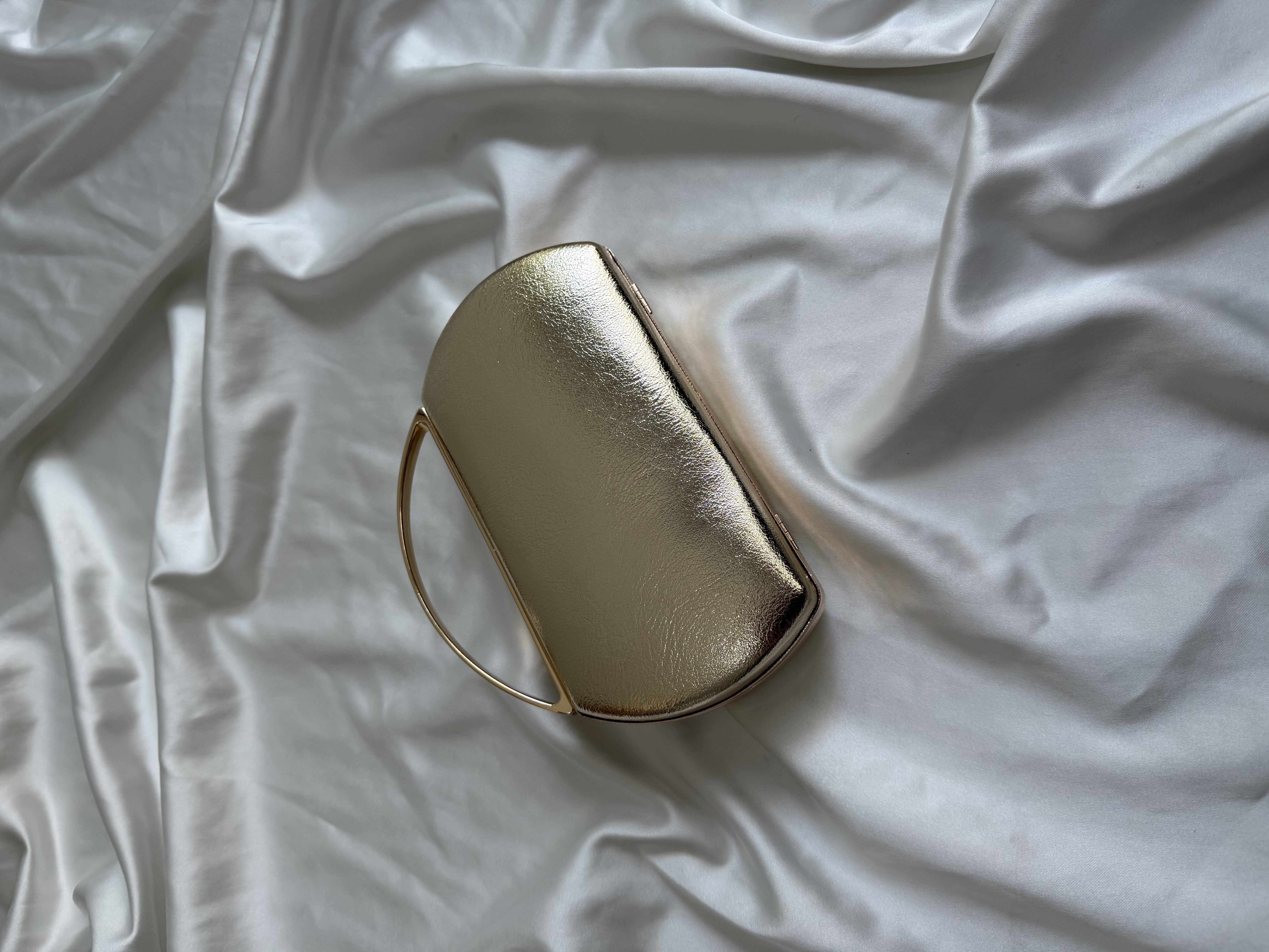 Flore Abiye Model Düğün Nişan Çantası Düz Gold