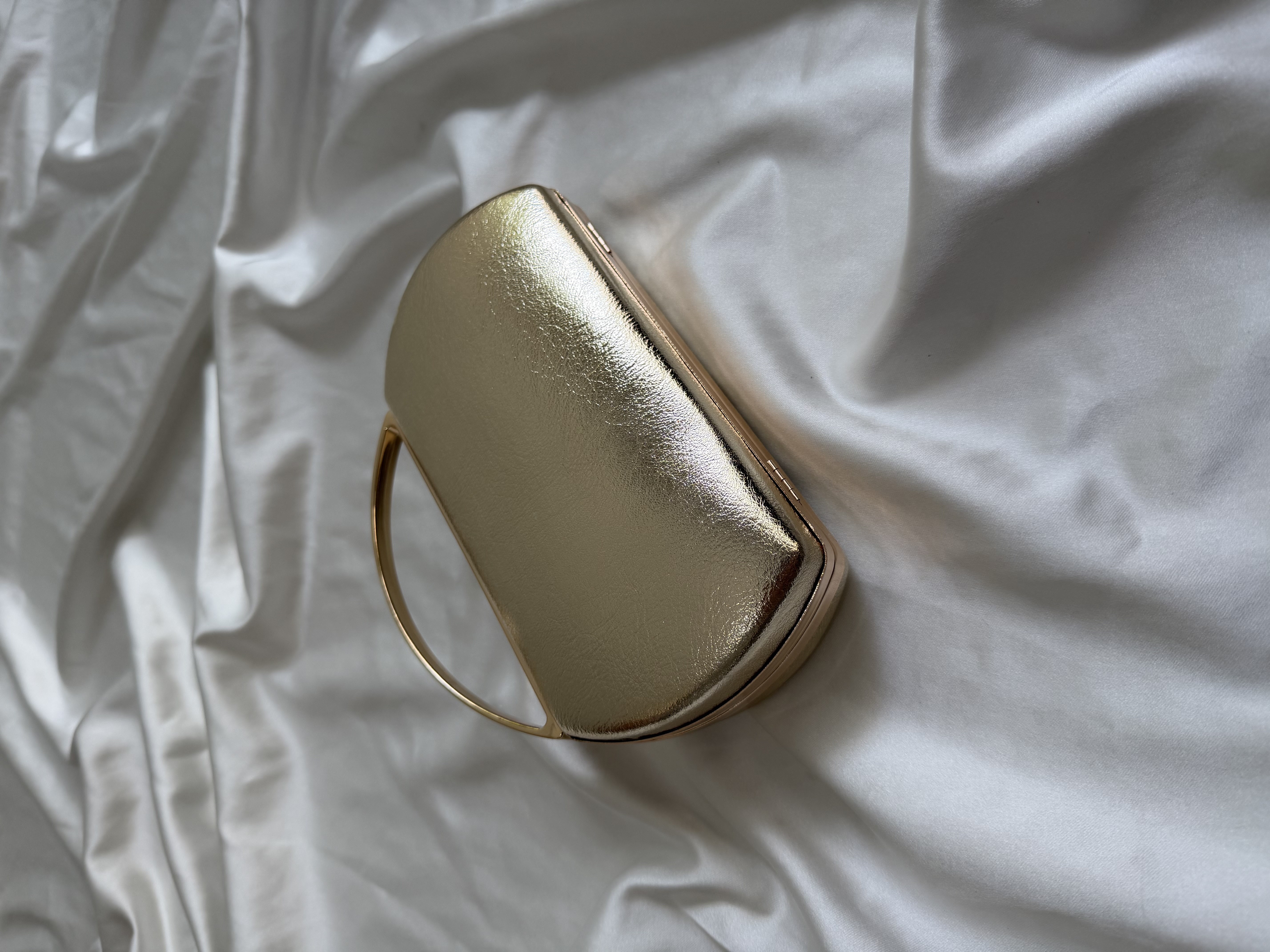 Flore Abiye Model Düğün Nişan Çantası Düz Gold
