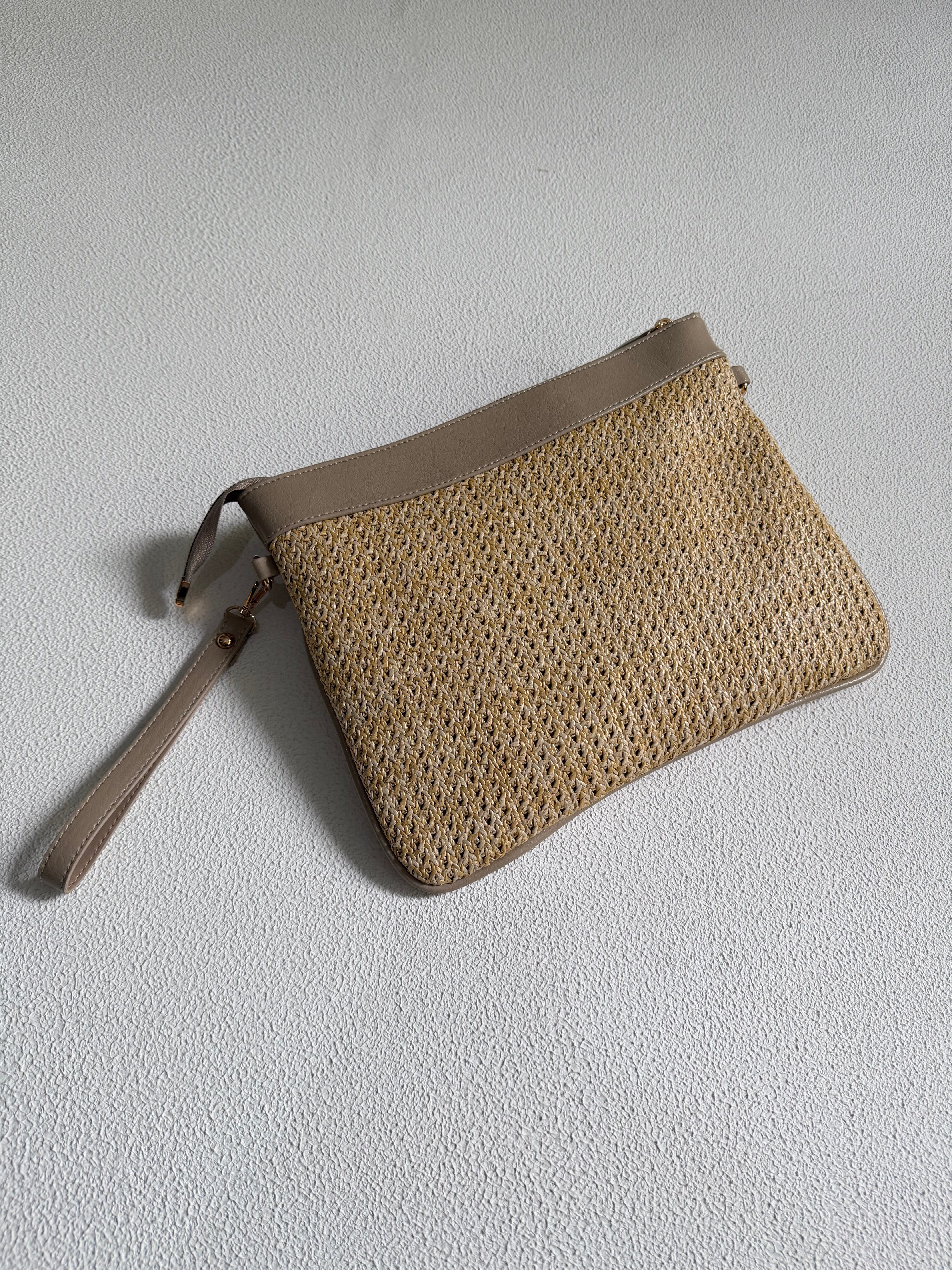 Hasır Clutch Çanta Model El Ve Kadın Omuz Çantası,Yazlık Çanta Vizon