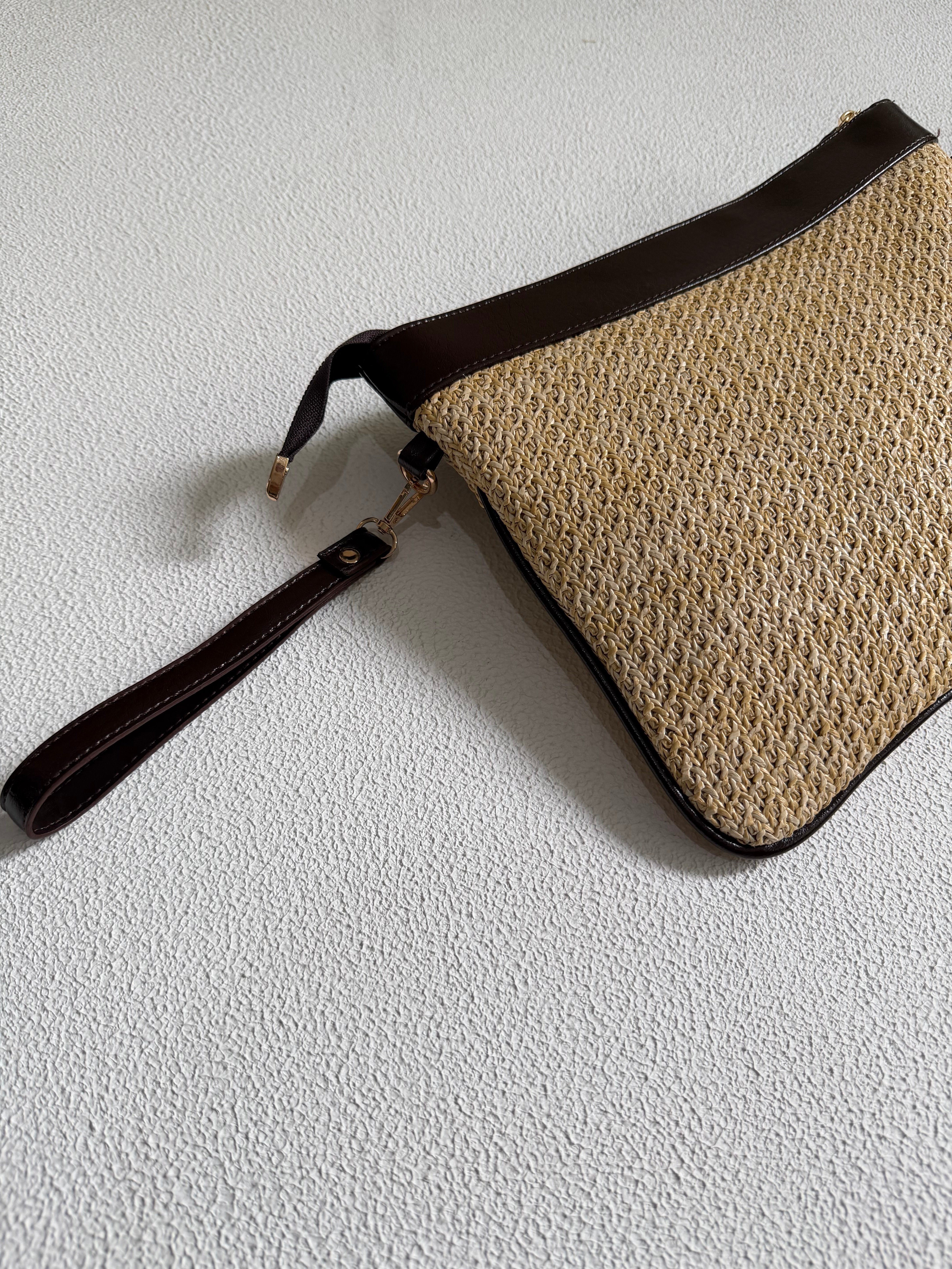 Hasır Clutch Çanta Model El Ve Kadın Omuz Çantası,Yazlık Çanta Acı Kahve