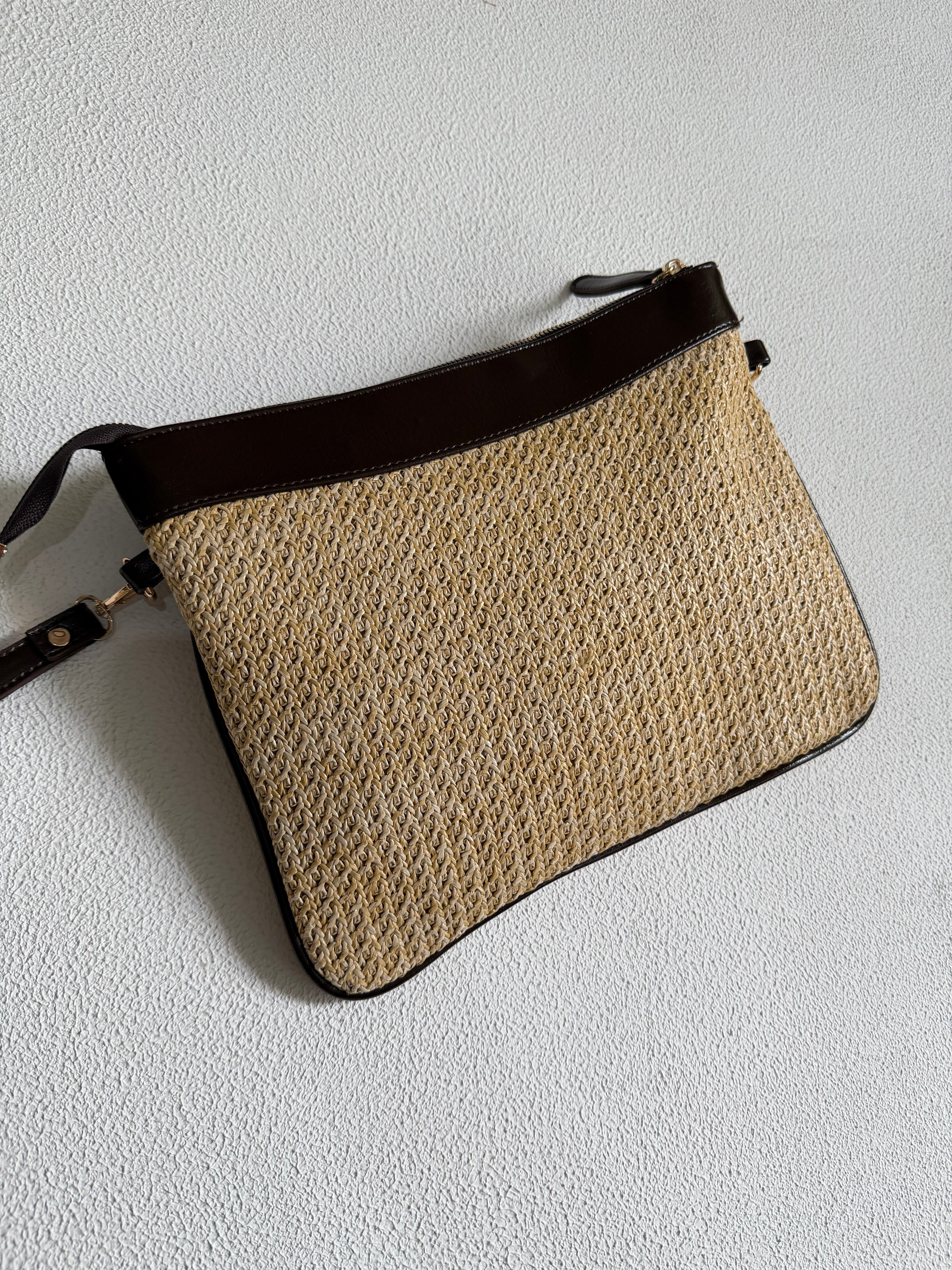 Hasır Clutch Çanta Model El Ve Kadın Omuz Çantası,Yazlık Çanta Acı Kahve