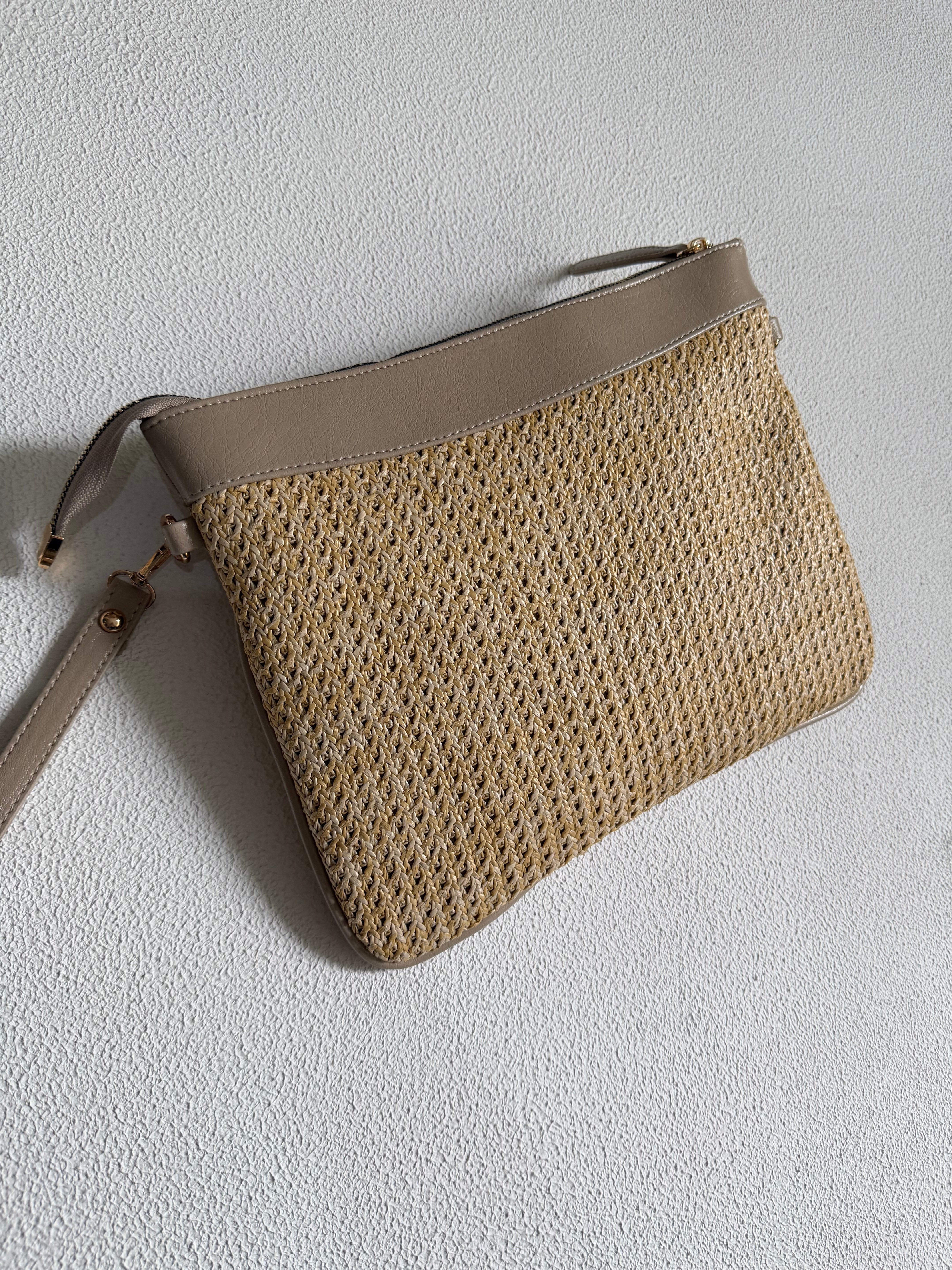Hasır Clutch Çanta Model El Ve Kadın Omuz Çantası,Yazlık Çanta Vizon