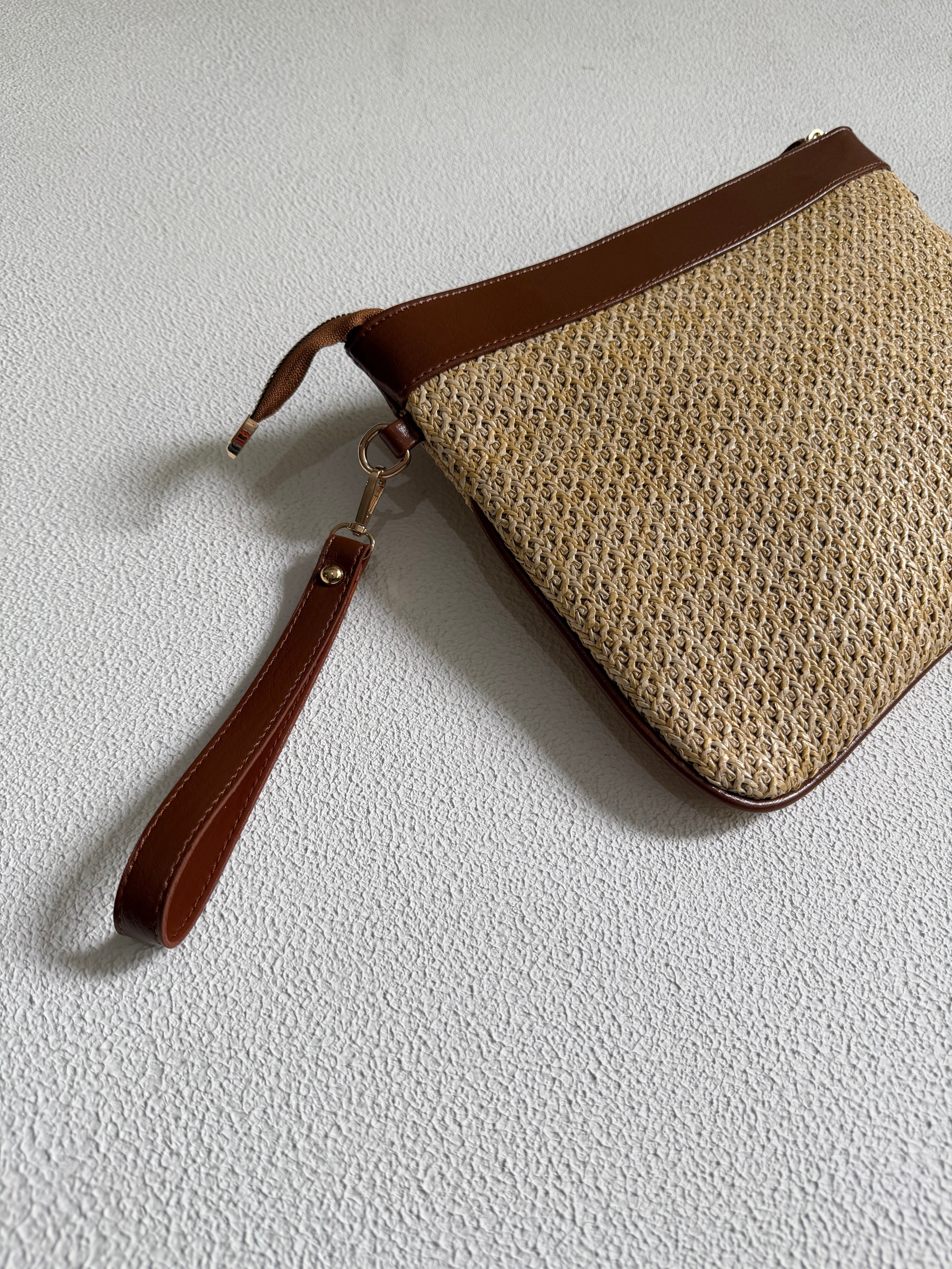 Hasır Clutch Çanta Model El Ve Kadın Omuz Çantası,Yazlık Çanta Taba