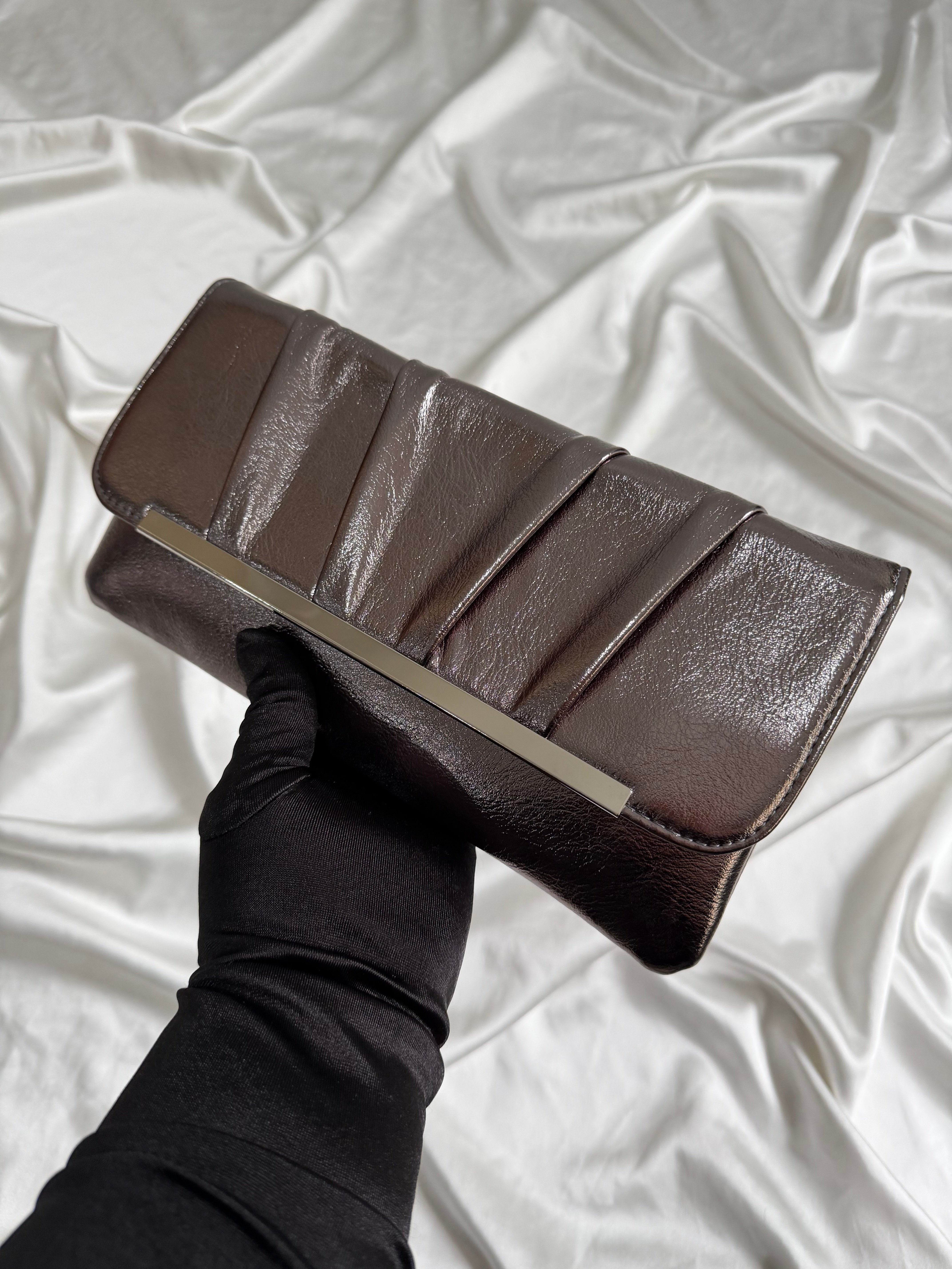 Holly Model Düğün Nişan Abiye Çanta Clutch Çanta Platin