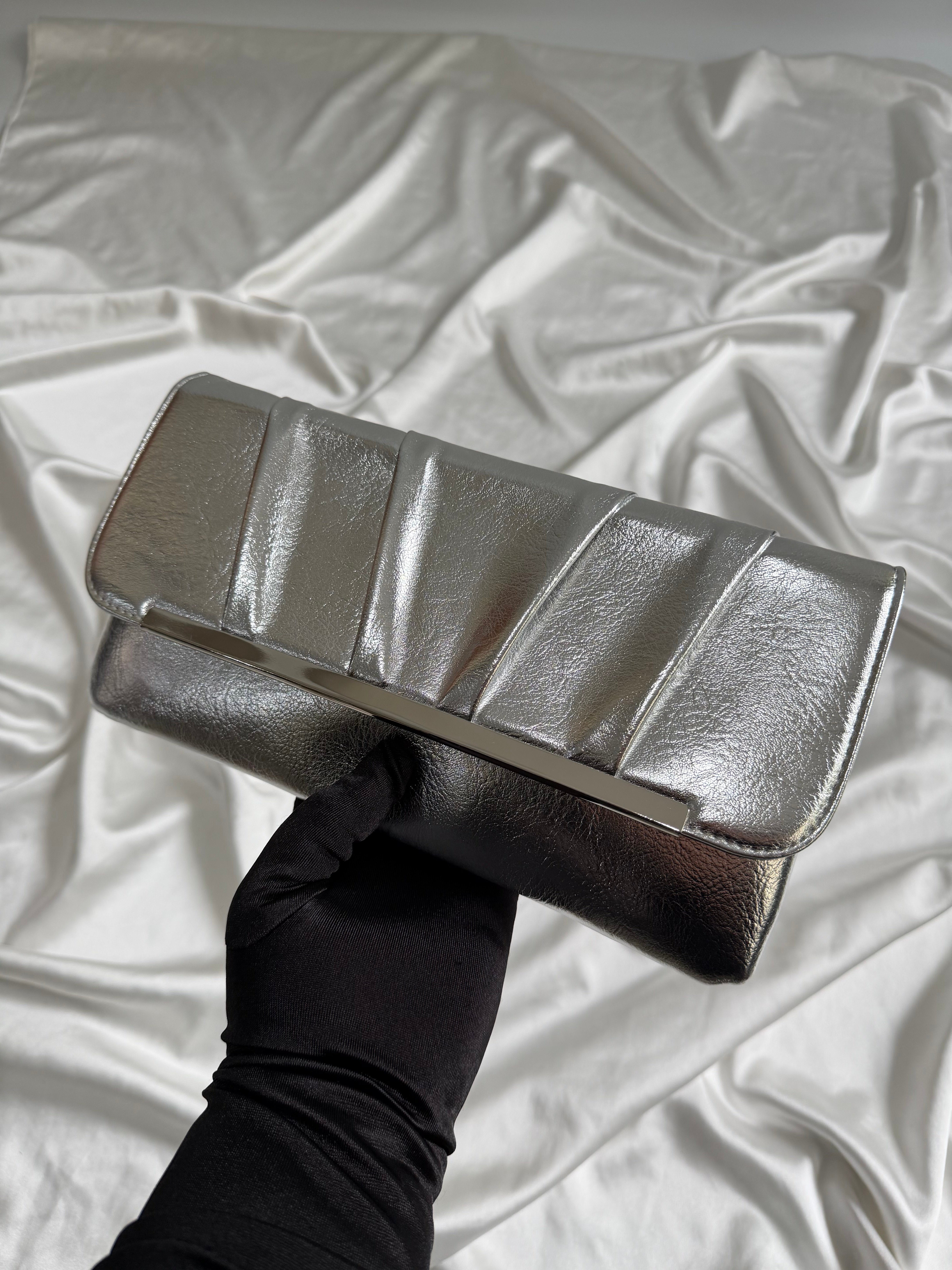 Holly Model Düğün Nişan Abiye Çanta Clutch Çanta Gümüş
