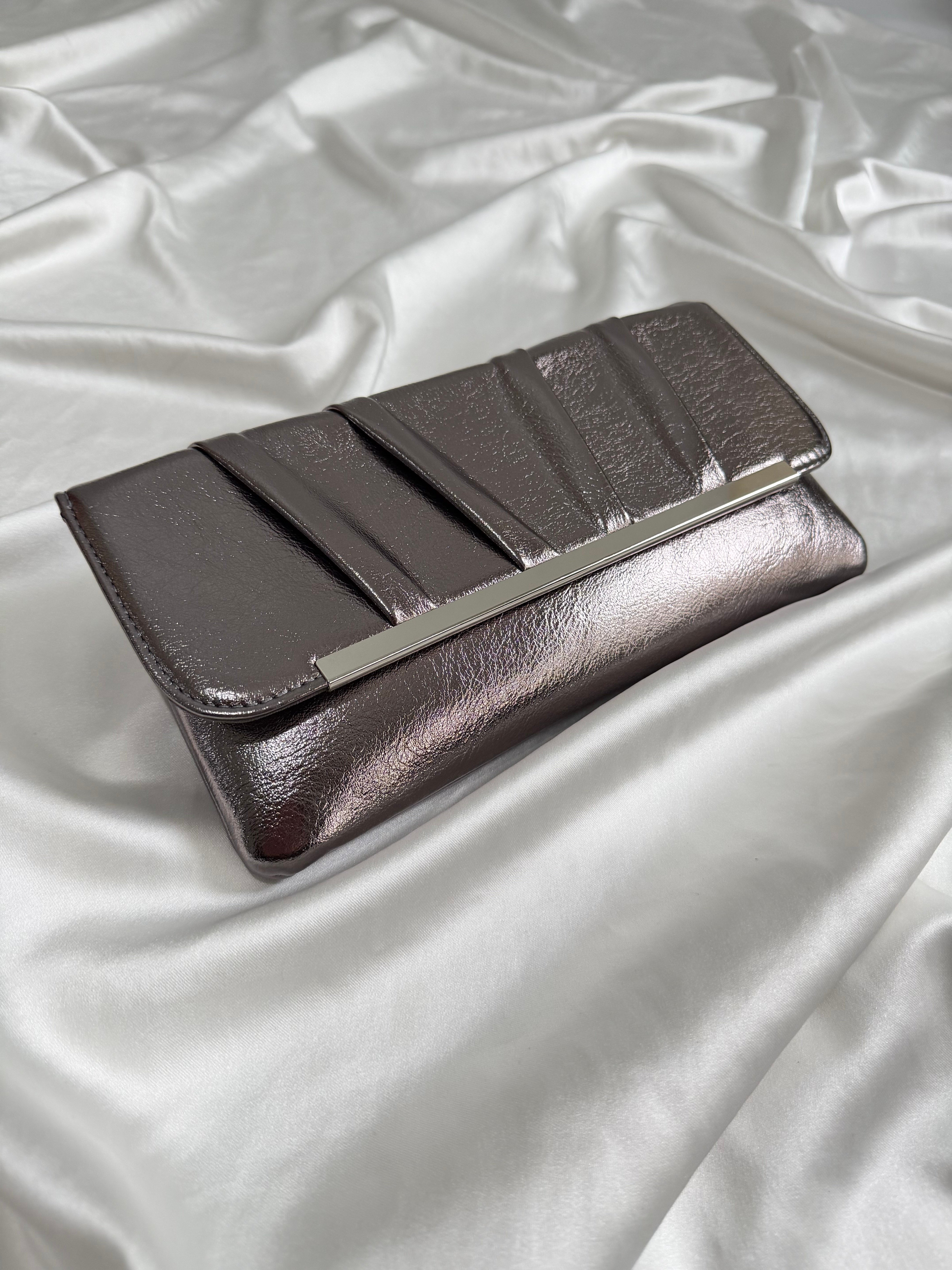 Holly Model Düğün Nişan Abiye Çanta Clutch Çanta Platin